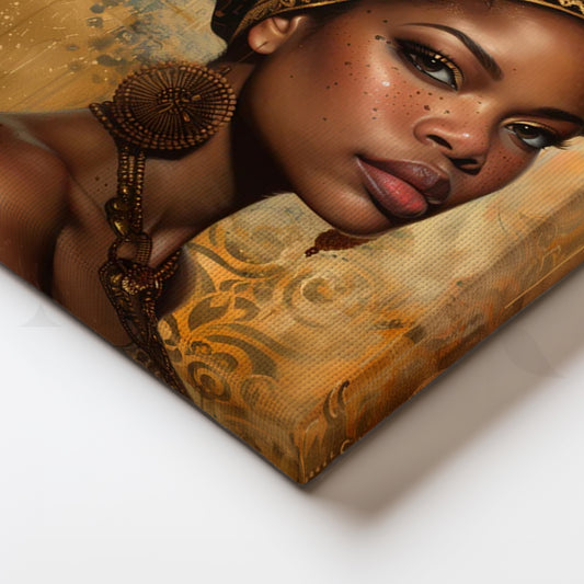 Golden Headdress Muse Canvas Painting for Living Room