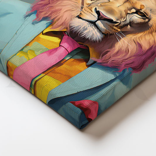 Dapper Lion Pop Portrait Canvas Painting for Living Room