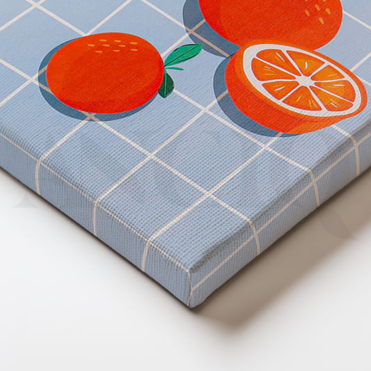 Citrus Grid Minimal Canvas Painting for Kitchen