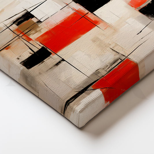Crimson Geometry Canvas Painting for Modern Living Rooms