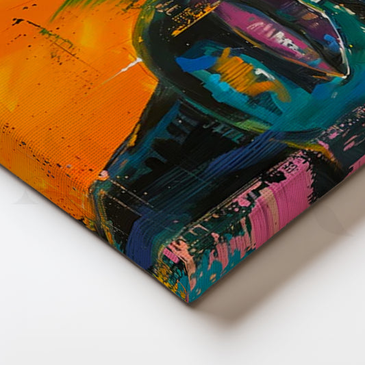 Neon Gaze Abstract Canvas Painting for Media Room