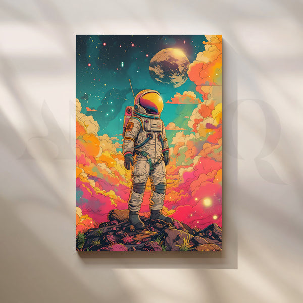 Stardust Voyager — Retro Cosmic Astronaut Wall Art