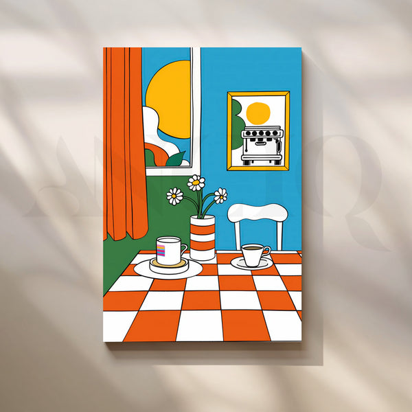 Sunny Café Morning Canvas Painting for Kitchen & Breakfast Nook
