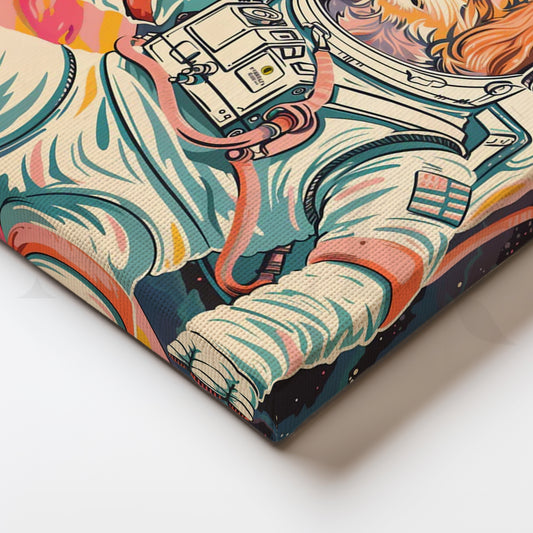 Cosmic Canine Commander — Retro Pet Astronaut Wall Art