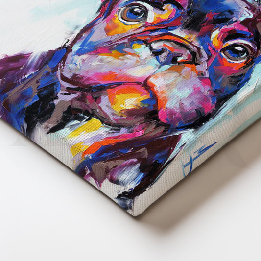 Color Splash Frenchie Canvas Painting for Kids Room/Living Room