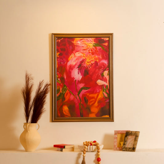 Crimson Floral Expression Framed Artwork