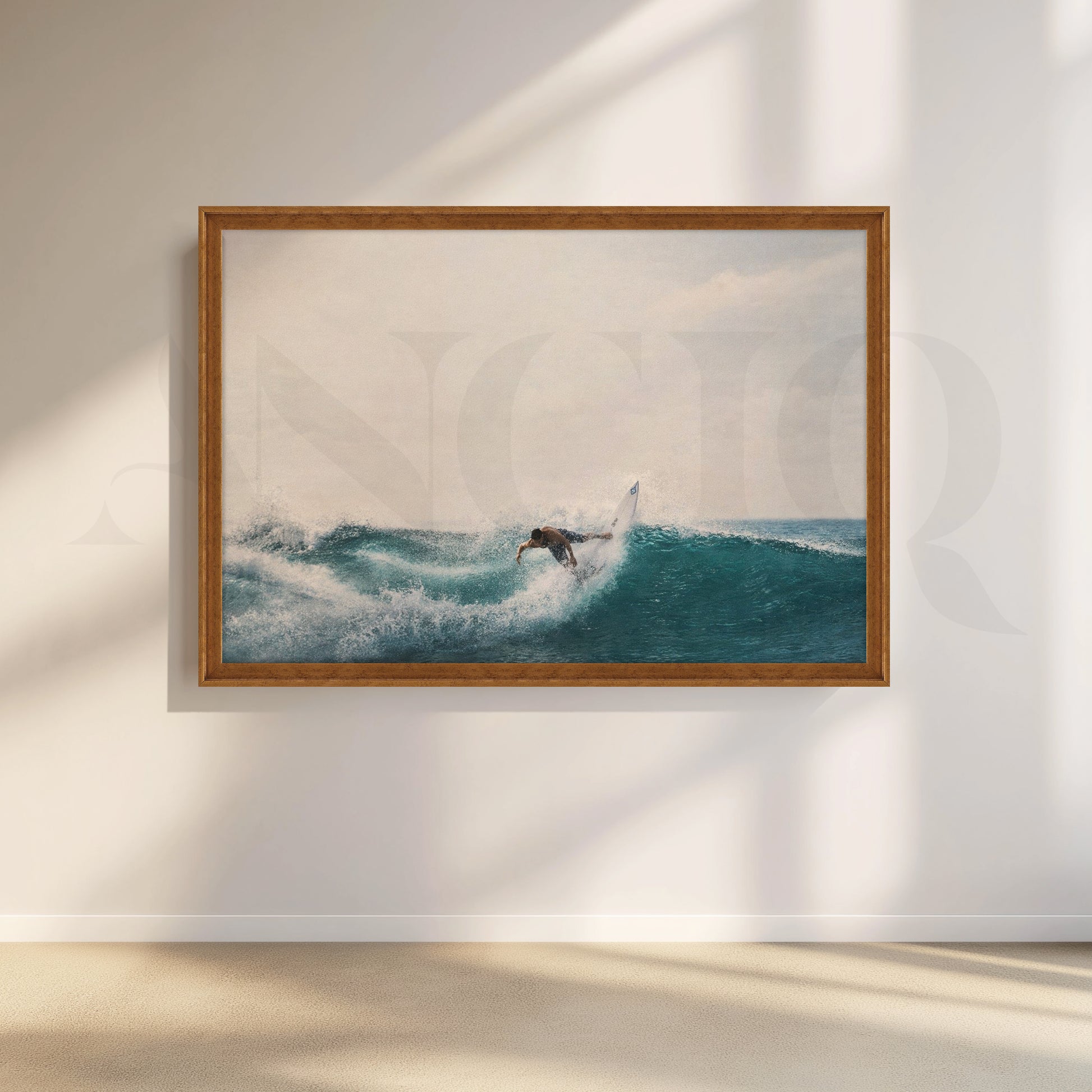 Ocean Wave Surfer Canvas Artwork for Office/Study Room