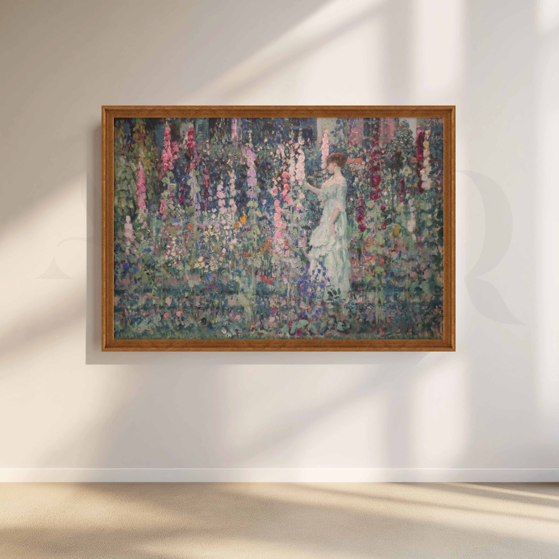 Impressionist Garden Woman Canvas Artwork for Stylish Bedroom