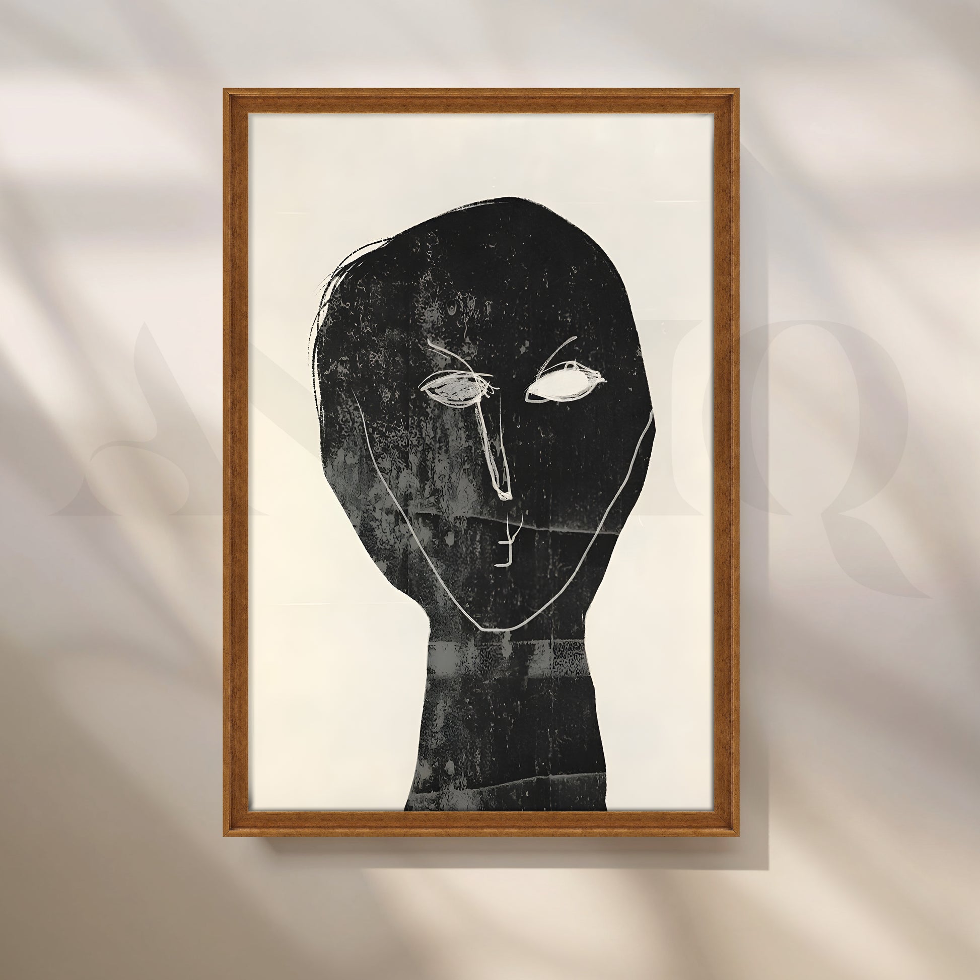 Black Abstract Face Canvas Artwork for Office/Study Room