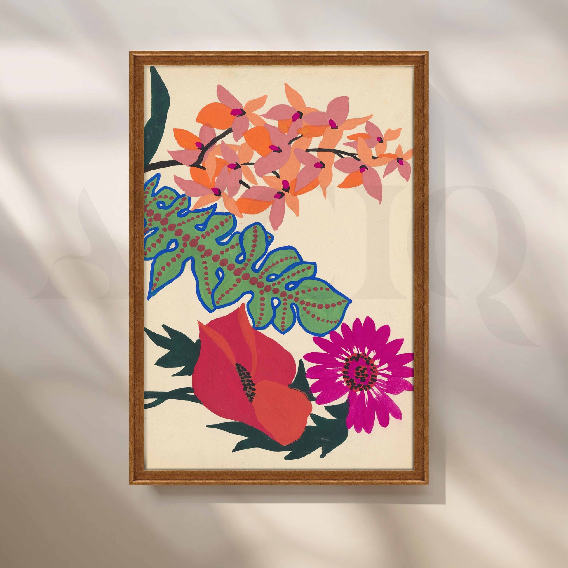 Bold Tropical Floral Canvas Artwork for Stylish Bedroom
