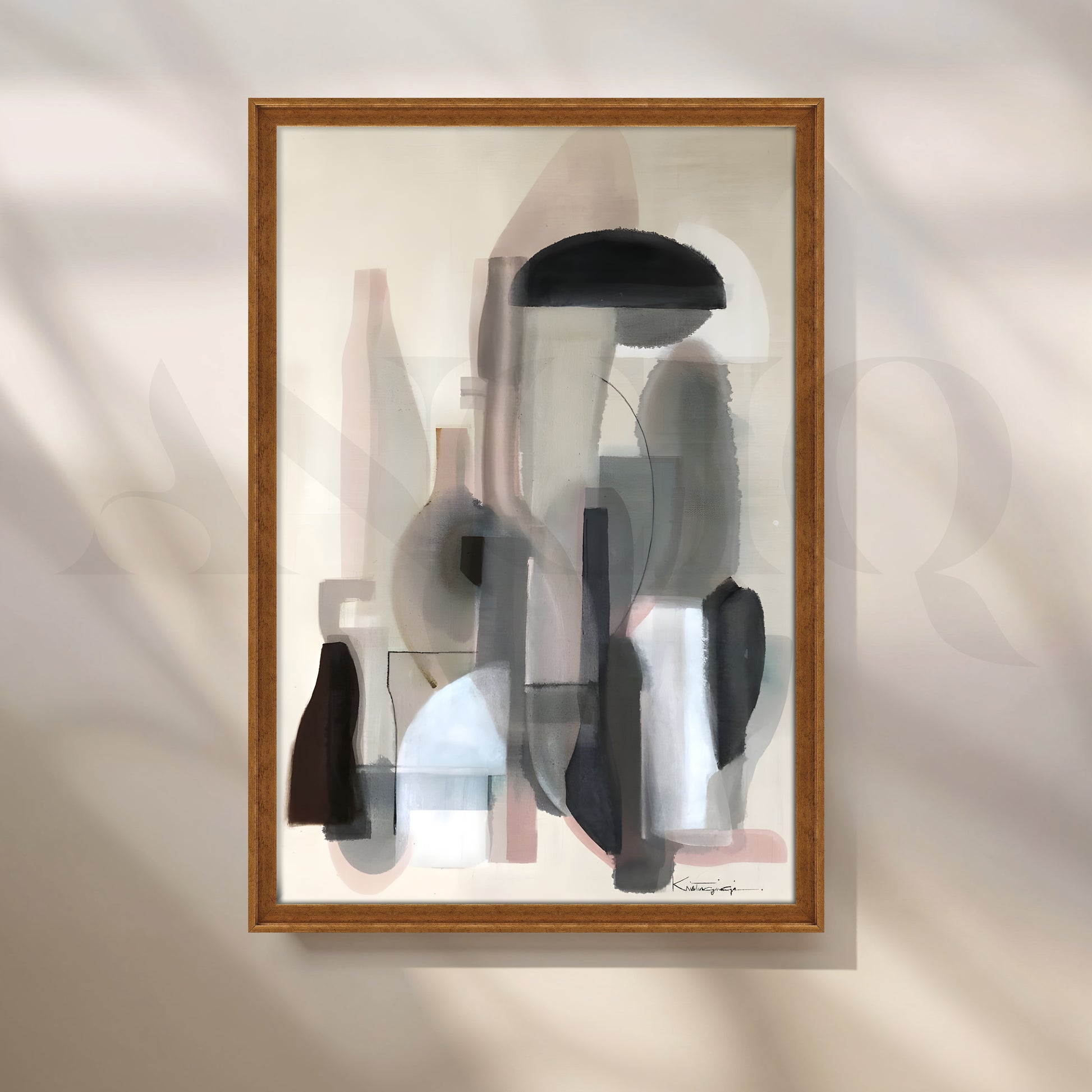 Muted Neutral Geometric Canvas Artwork for Stylish Bedroom