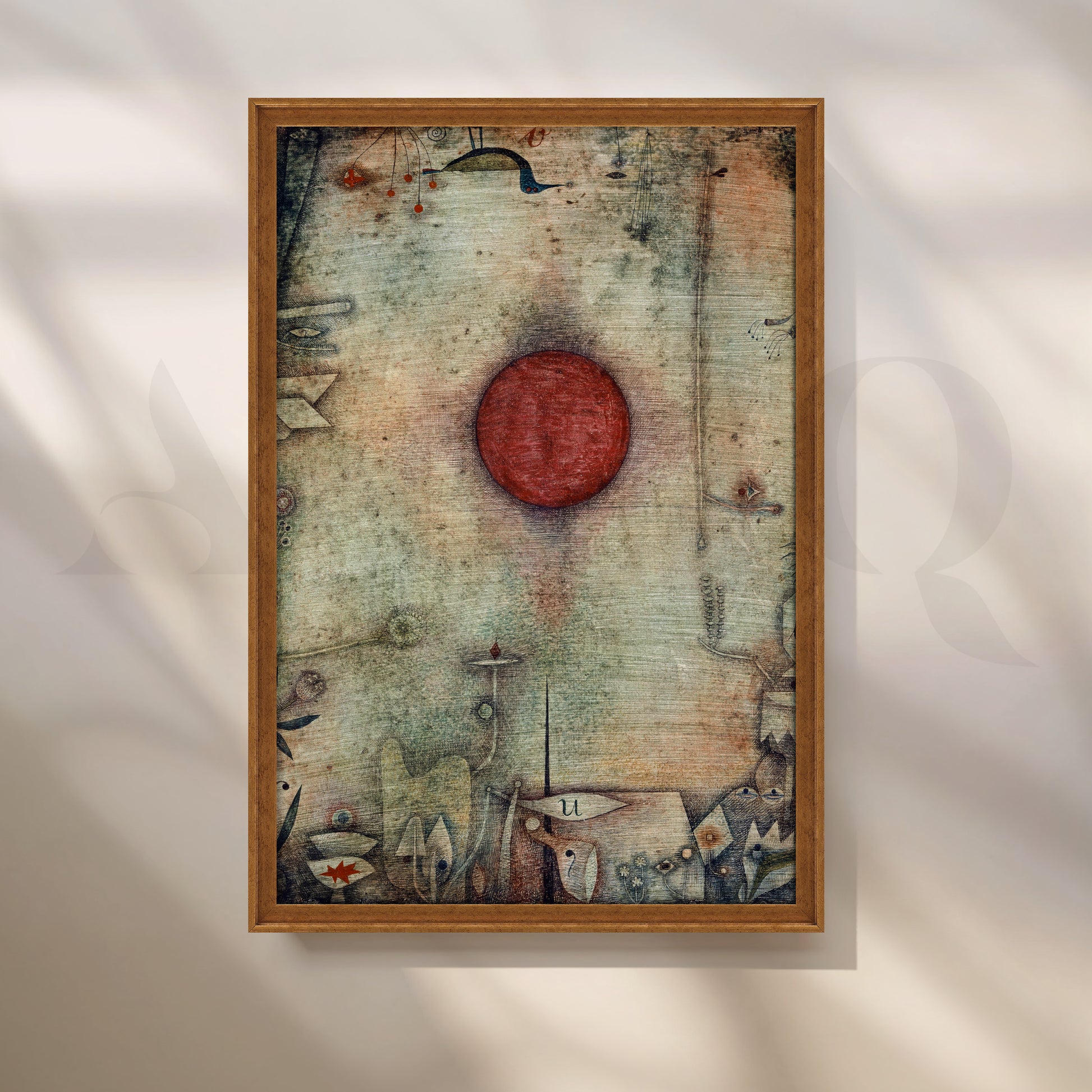 Surreal Red Sun Abstract Canvas Artwork for Living Room