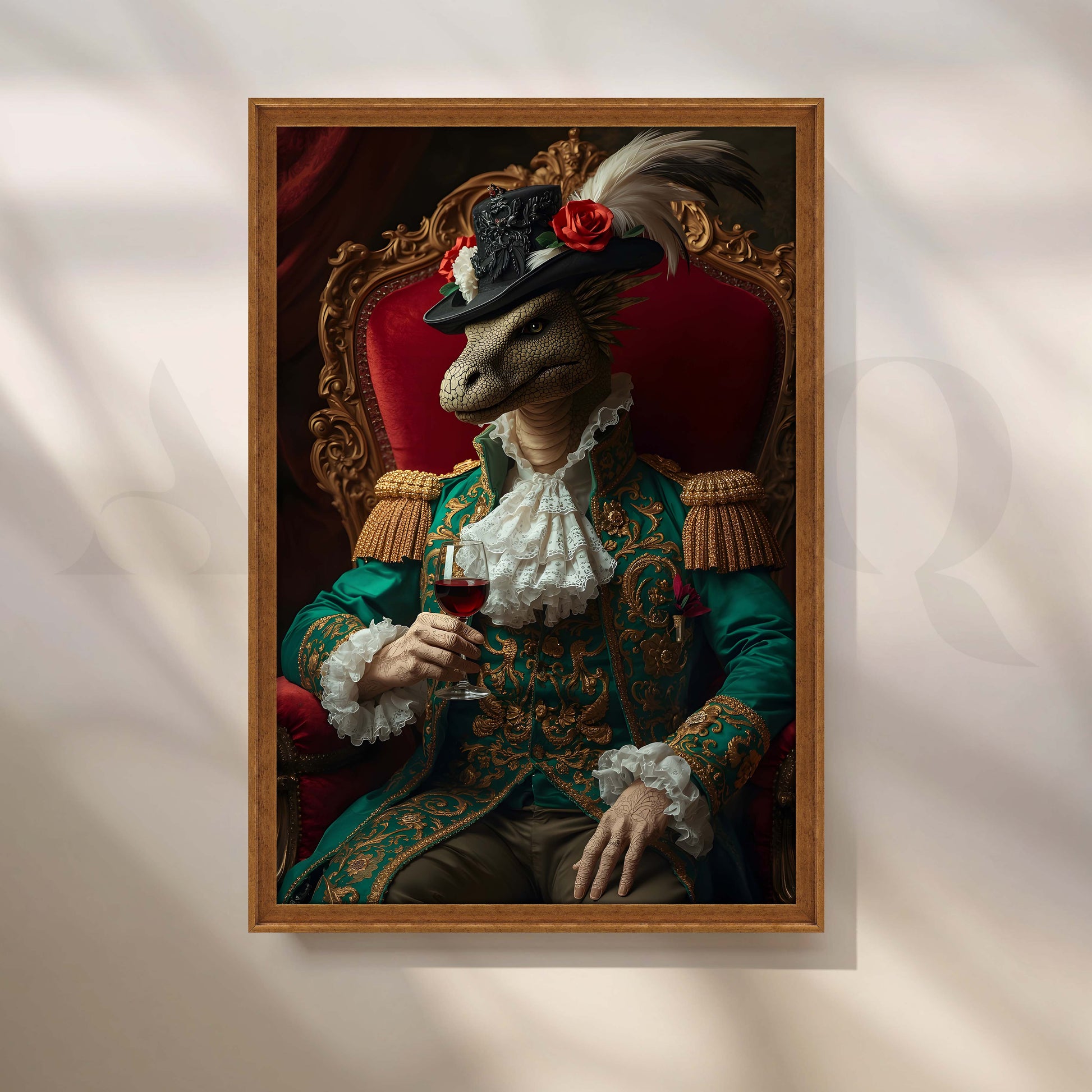 Royal Lizard Portrait Luxury Pop Artwork for Entryway/Hallway
