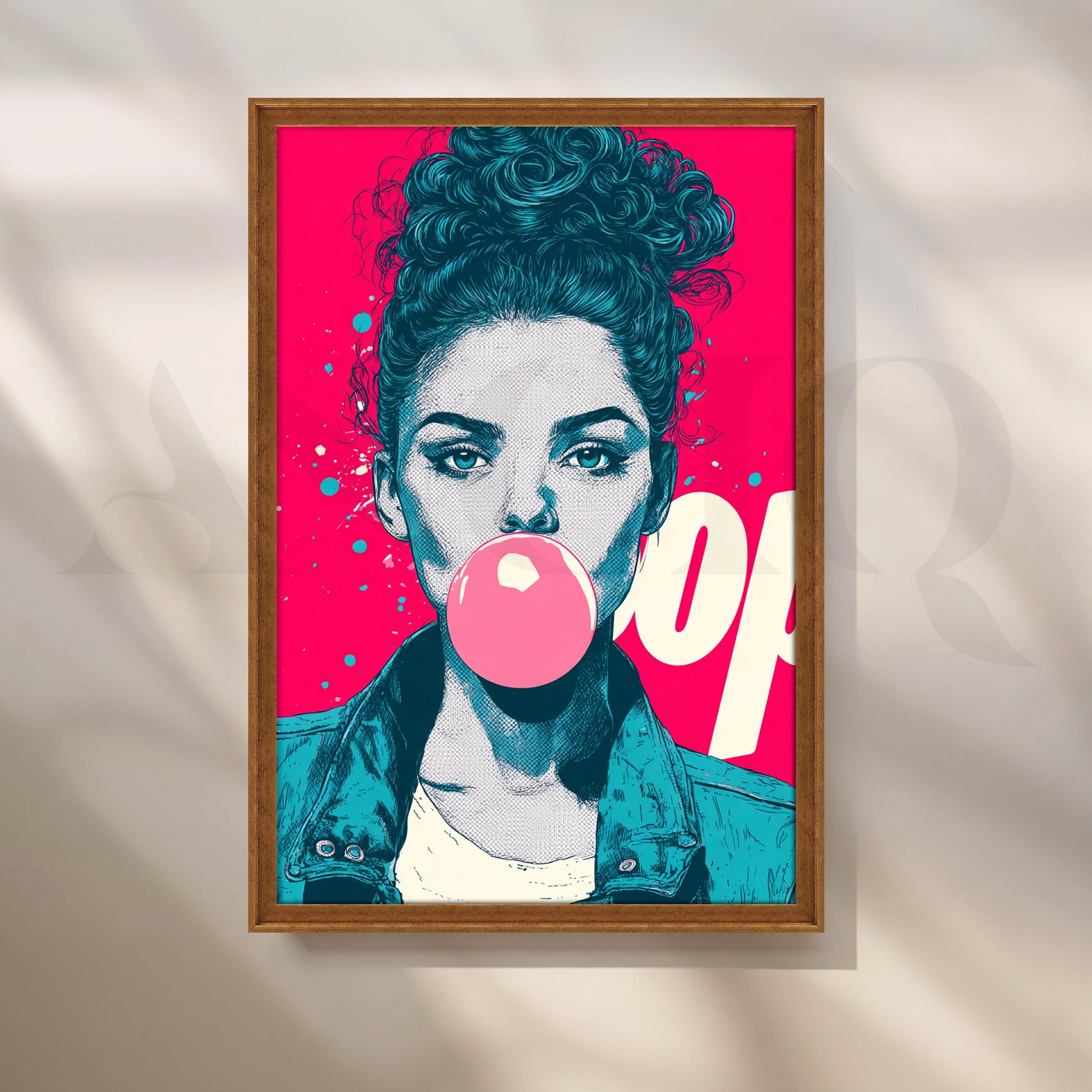 Trendy Bubble Gum Girl Pop Art for Entryway/Hallway