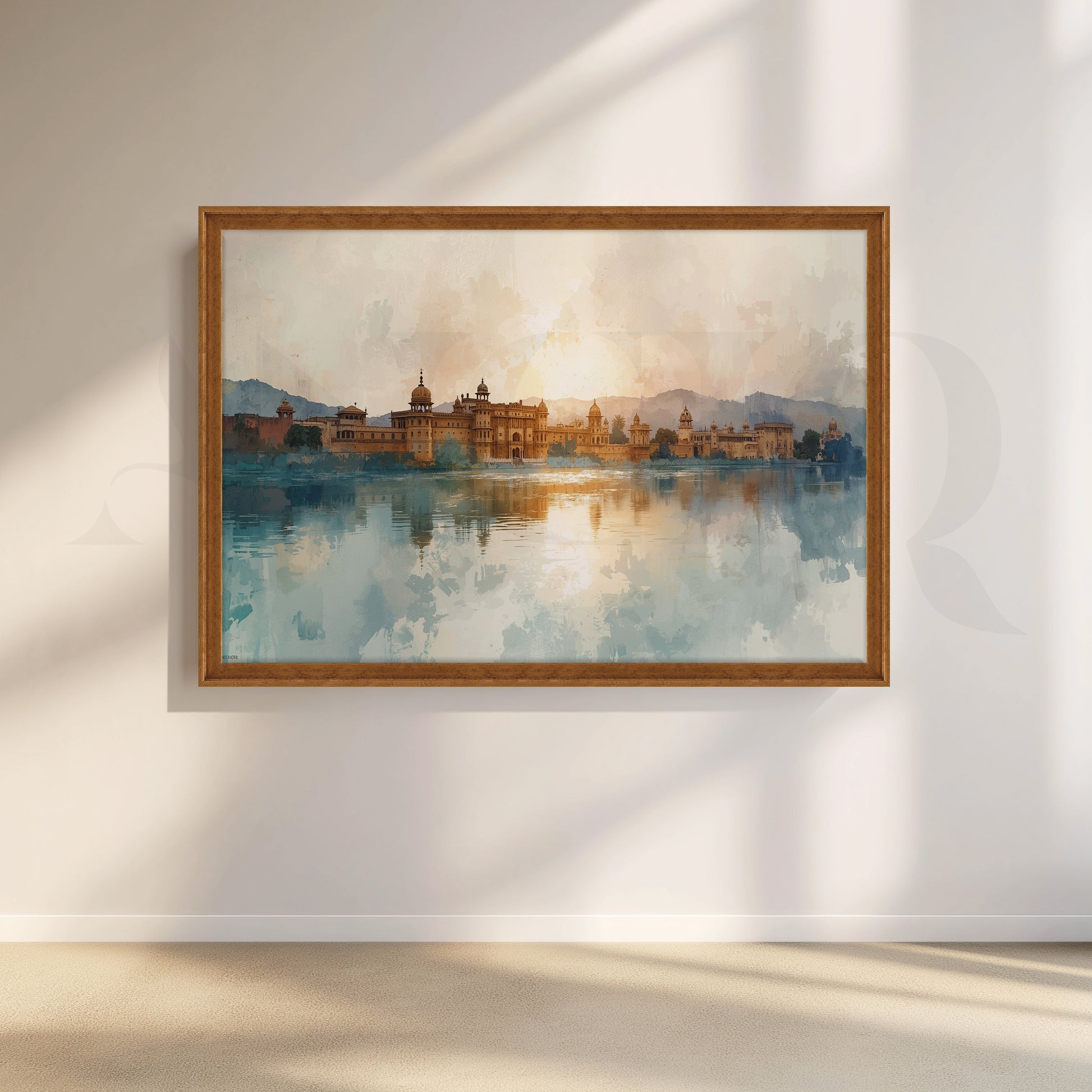 Udaipur Palace Watercolor Canvas Artwork for Stylish Bedroom