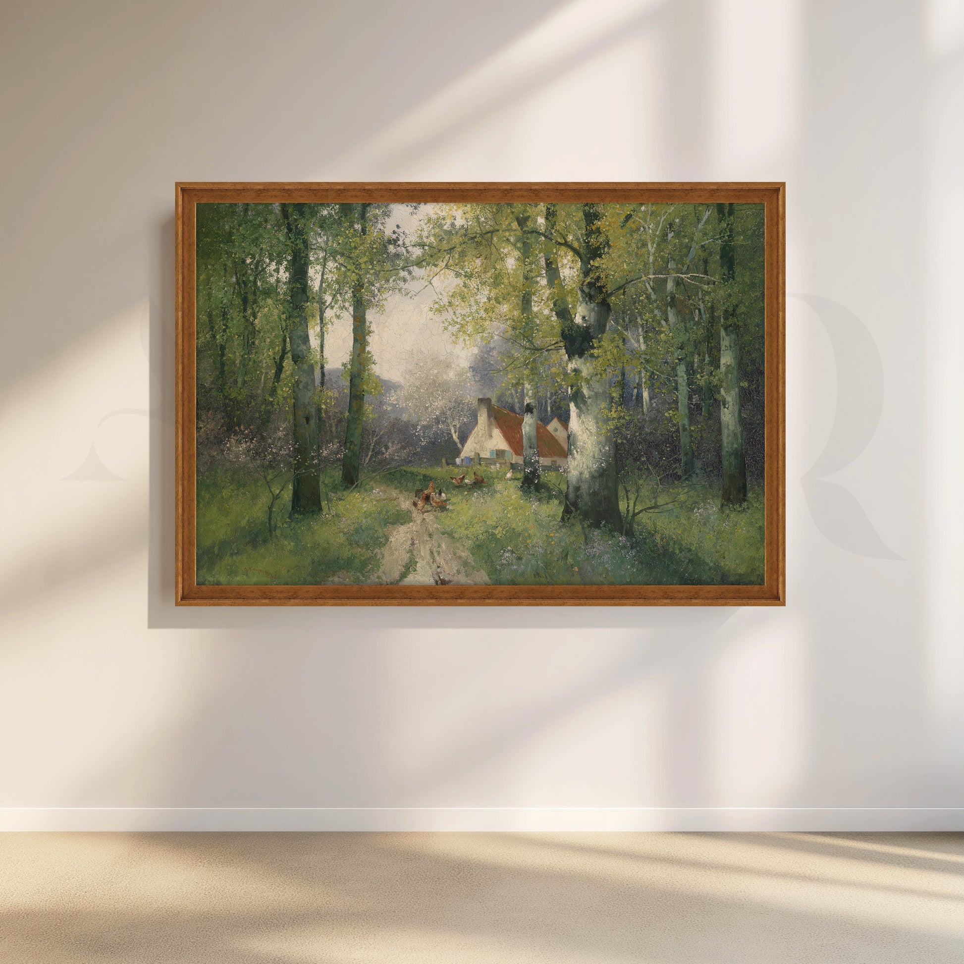 Forest Path to Cottage Canvas Artwork for Stylish Bedroom
