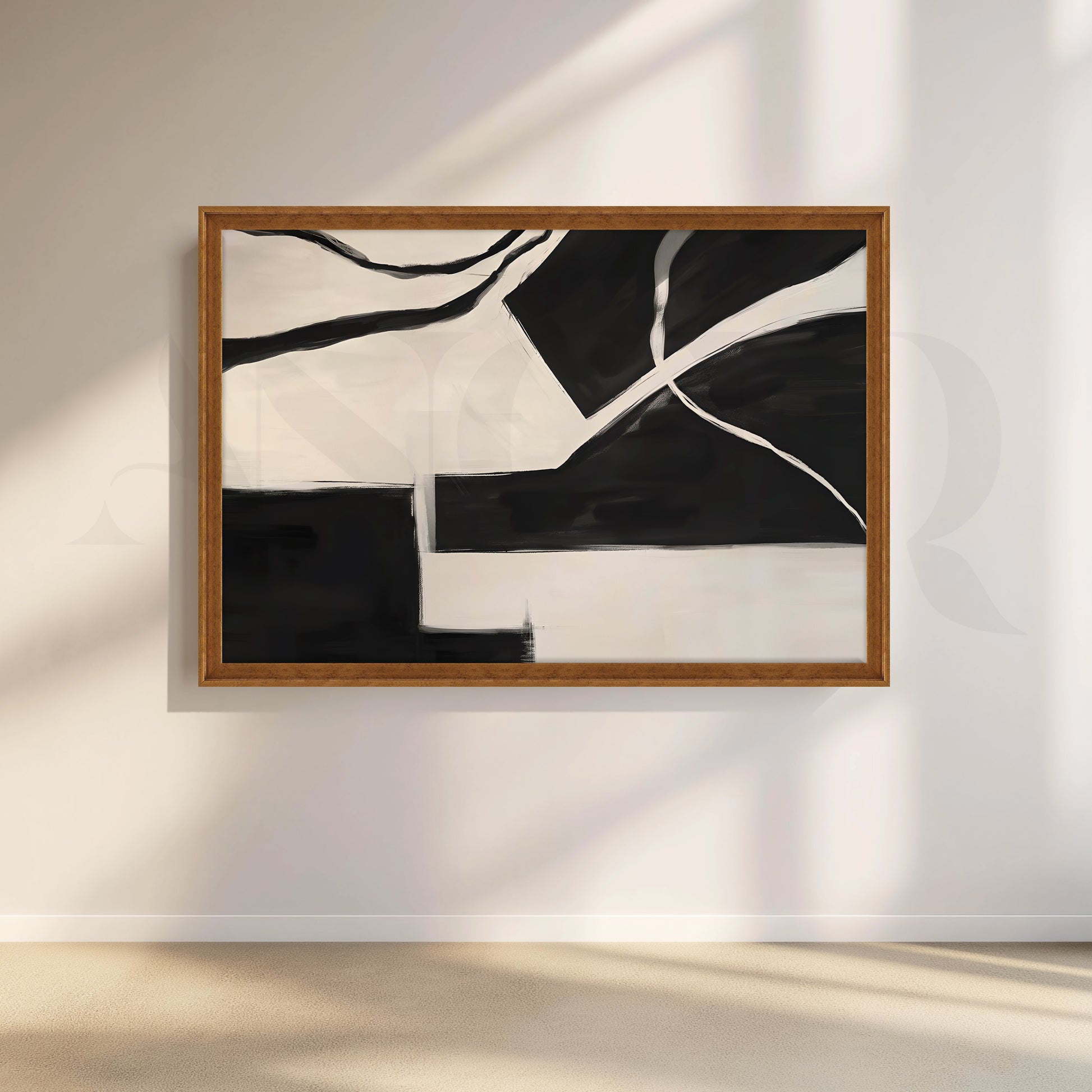 Black and White Abstract Canvas Artwork for Living Room