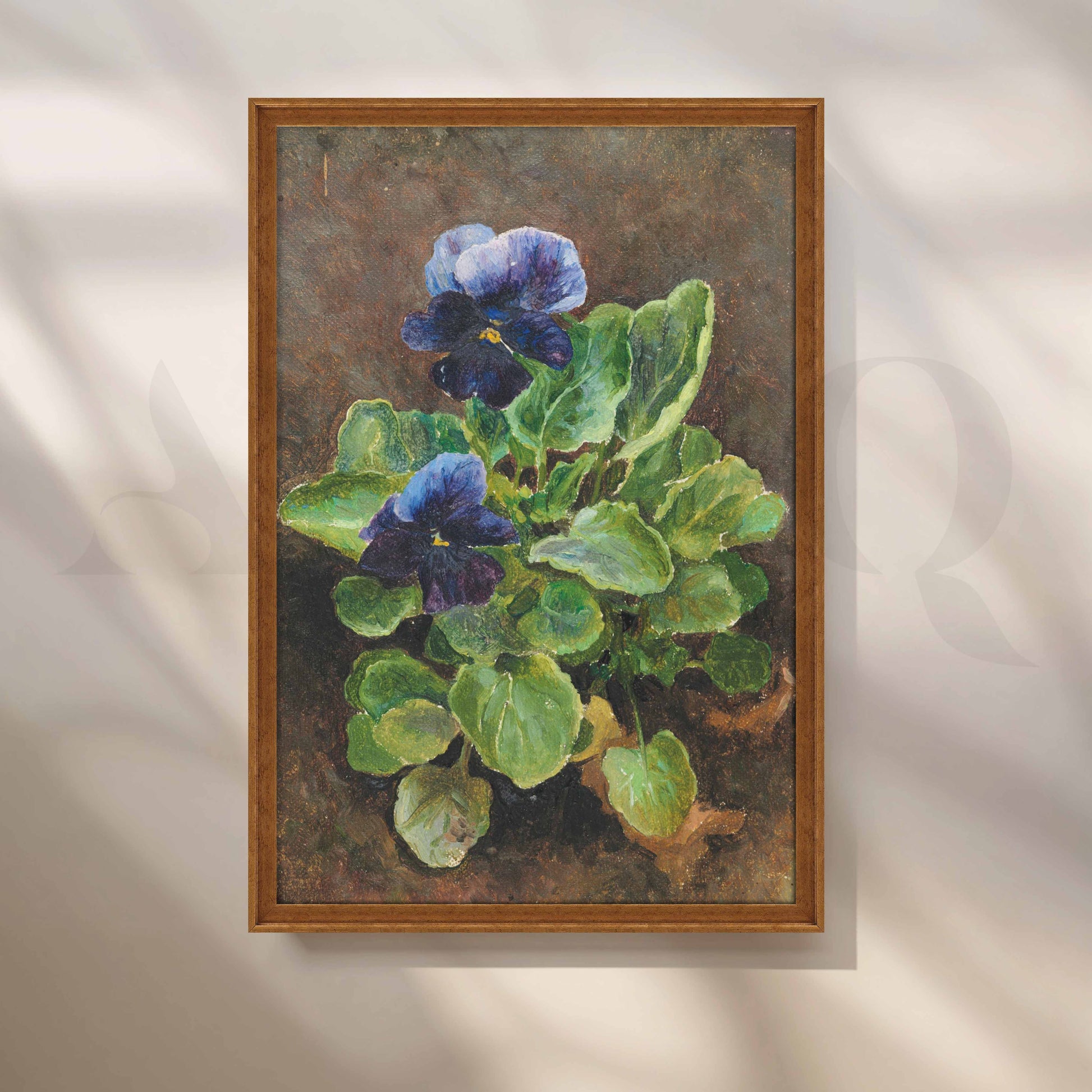 Vintage Pansy Floral Canvas Artwork for Stylish Bedroom