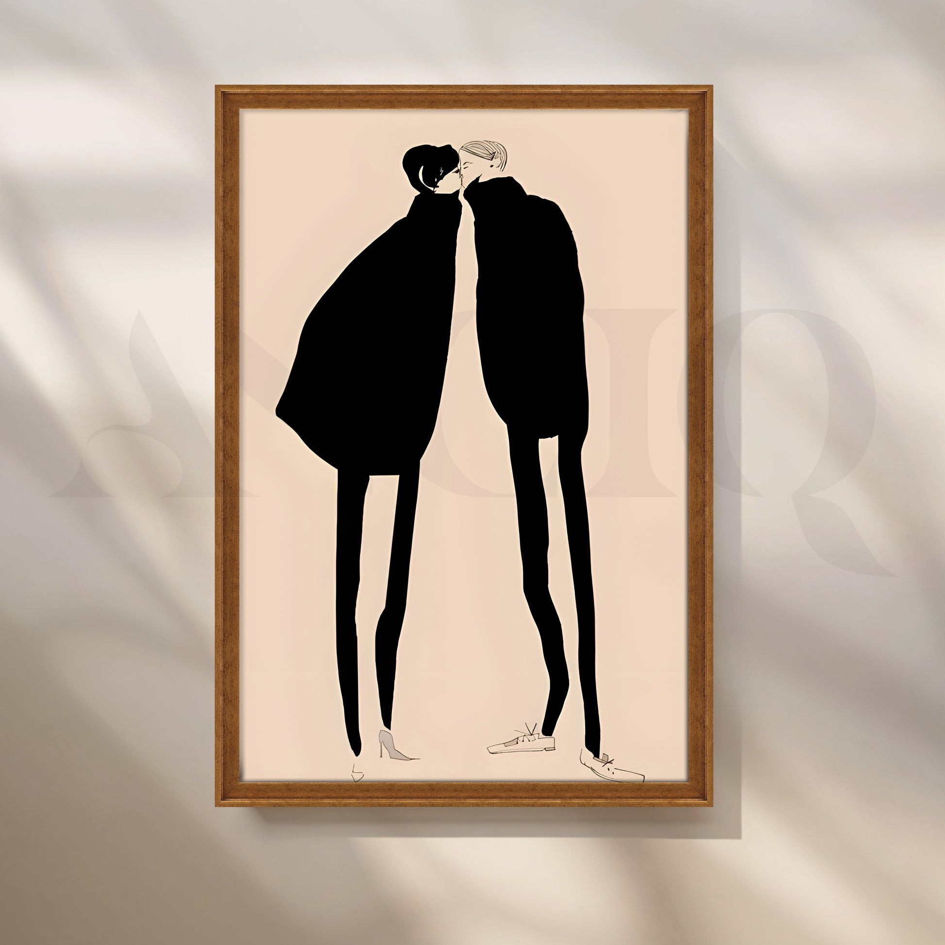 Romantic Silhouette Couple Canvas Artwork for Stylish Bedroom