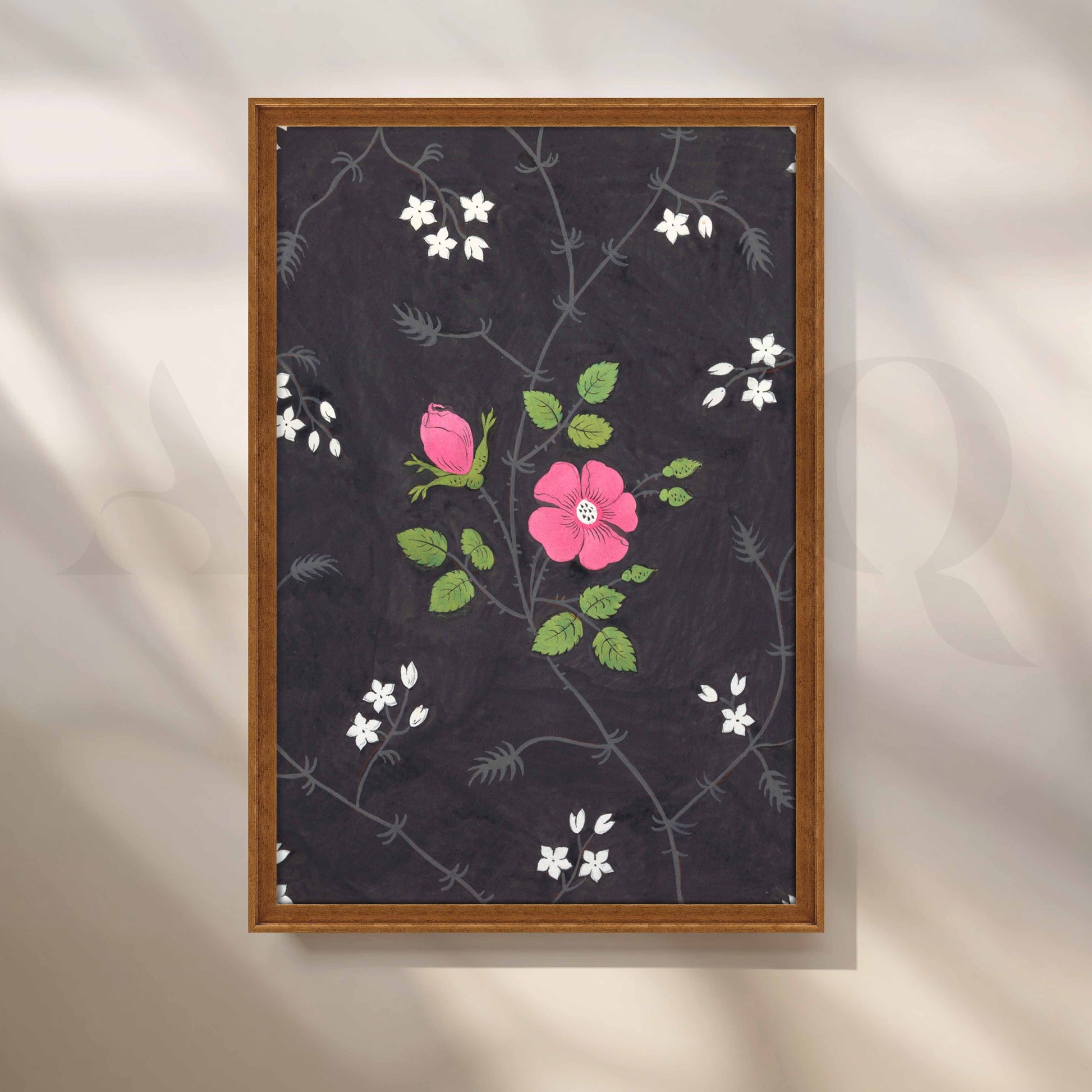 Minimal Floral Pattern Canvas Artwork for Living Room