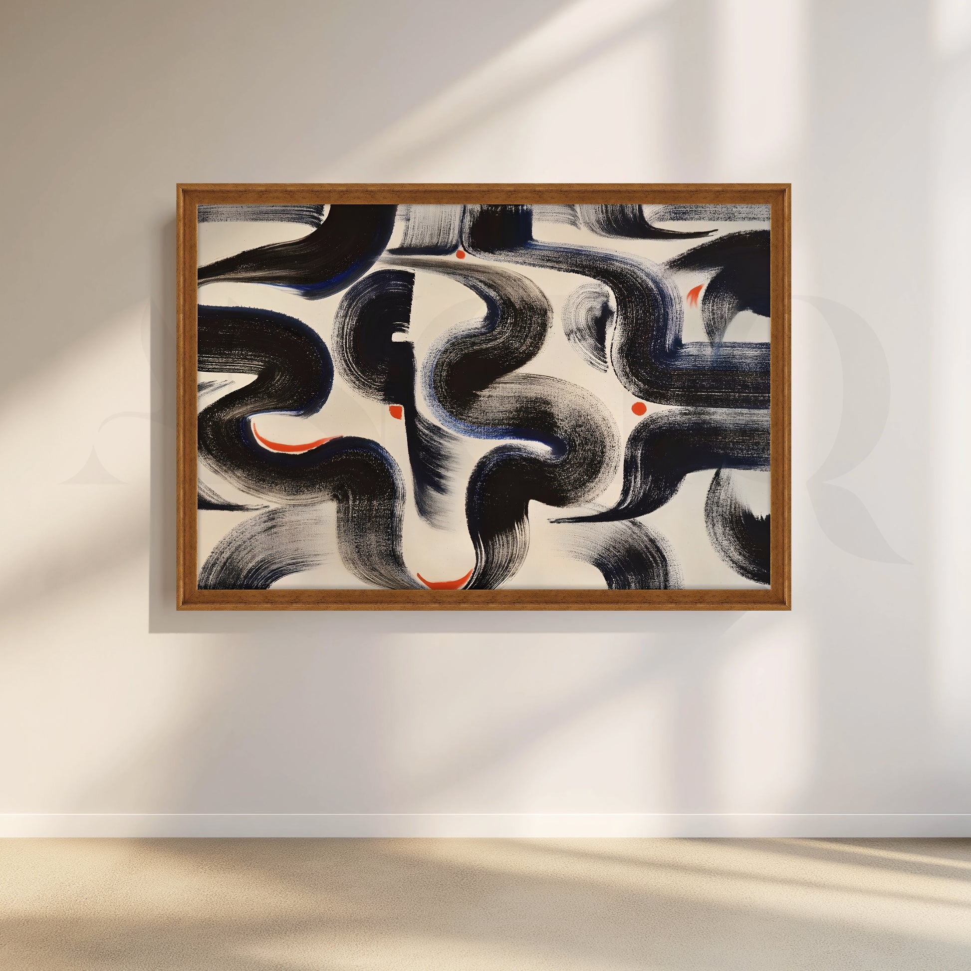 Modern Black Brushstroke Canvas Artwork for Living Room