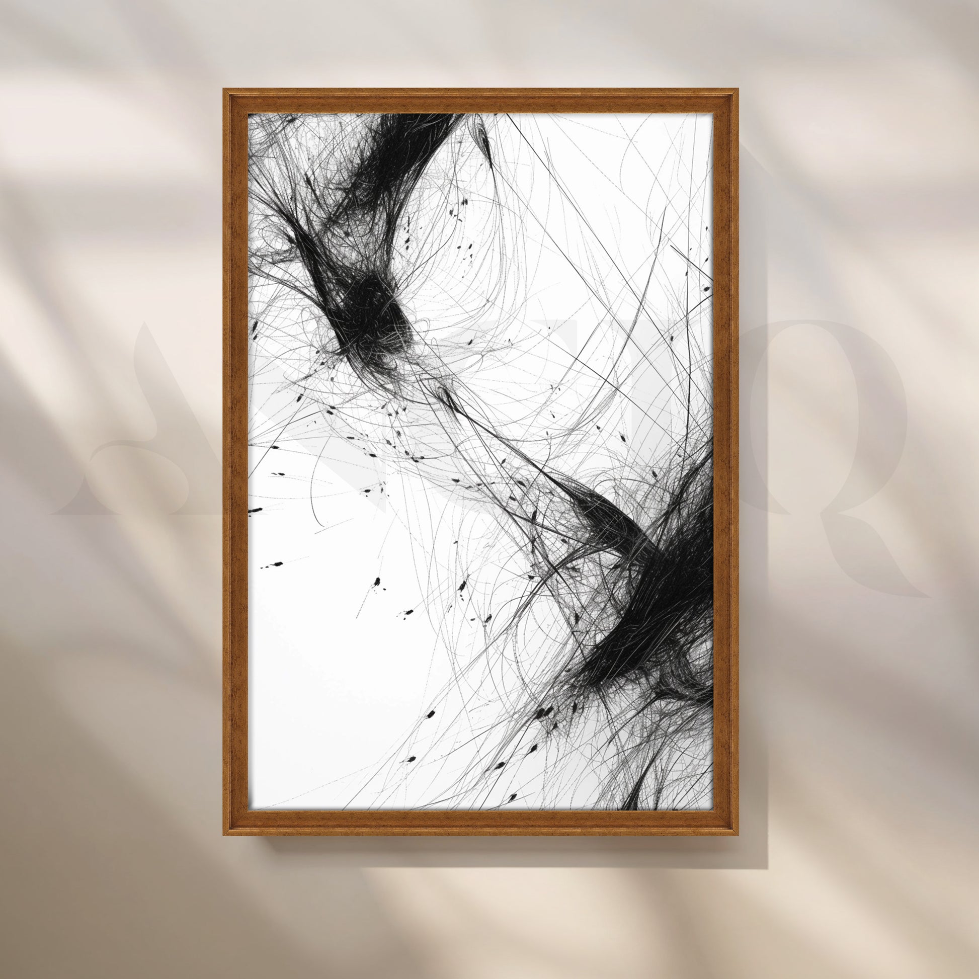 Ink Motion Abstract Canvas Artwork for Office/Study Room