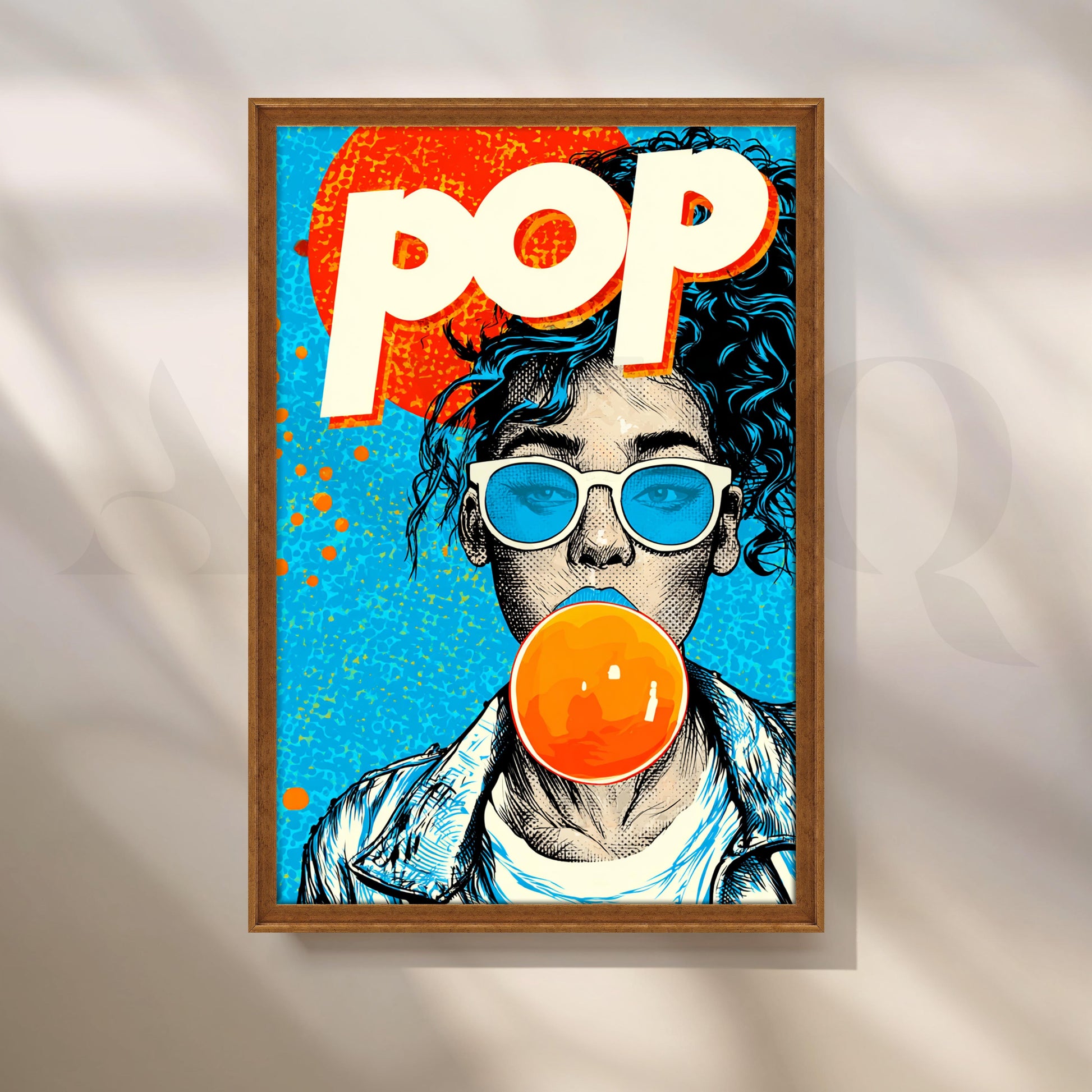 Pop Art Girl Blowing Bubble Gum for Entryway/Hallway