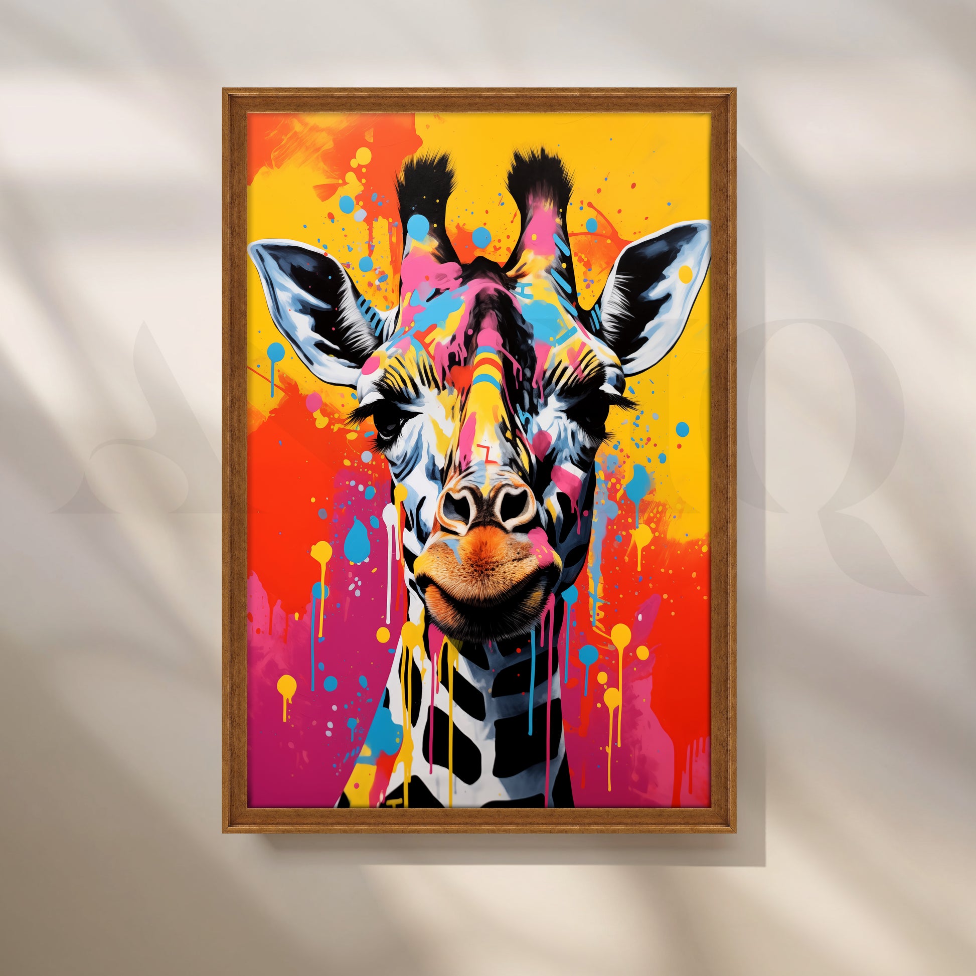 Colorful Giraffe Pop Artwork for Entryway/Hallway