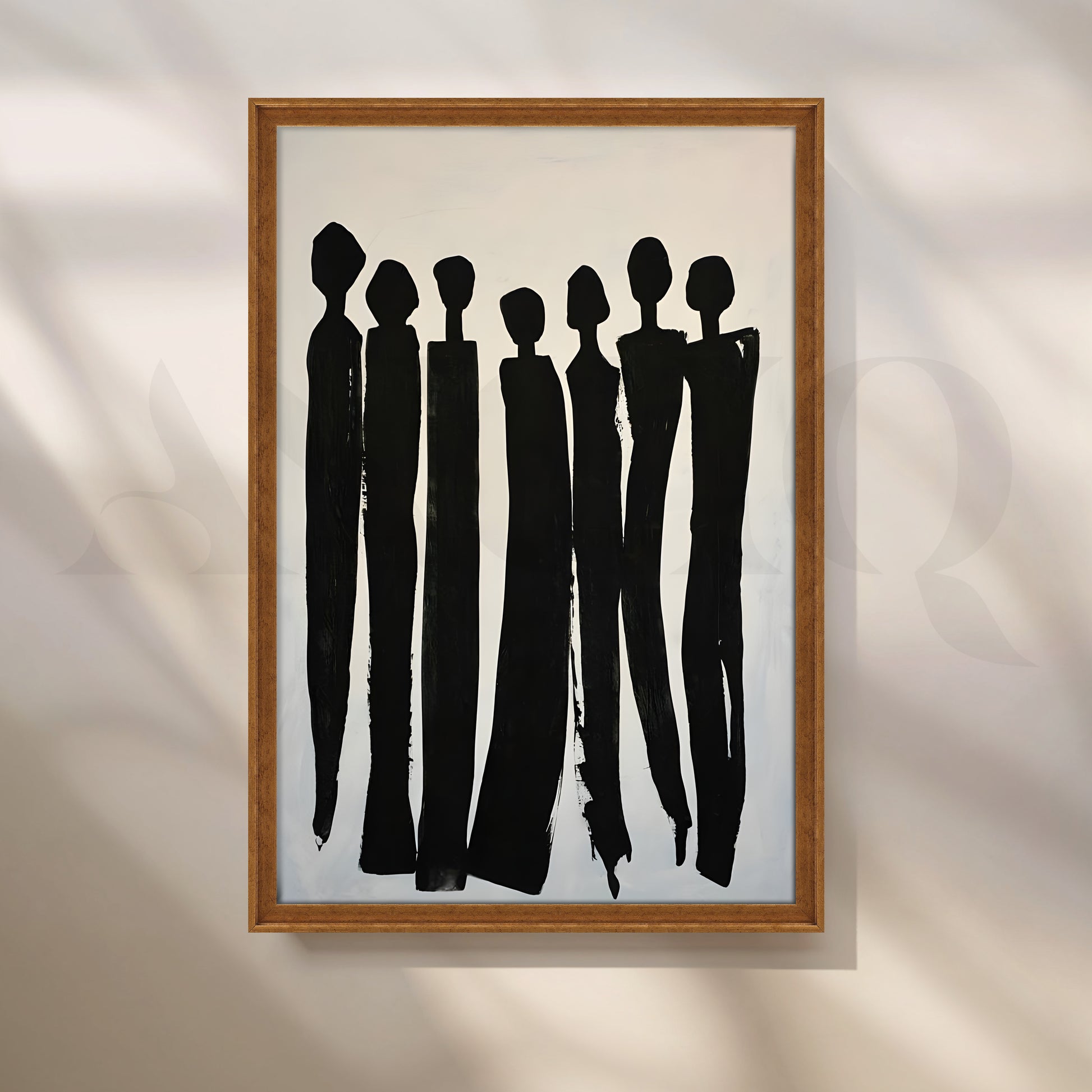 Black Silhouette Figures Canvas Artwork for Living Room