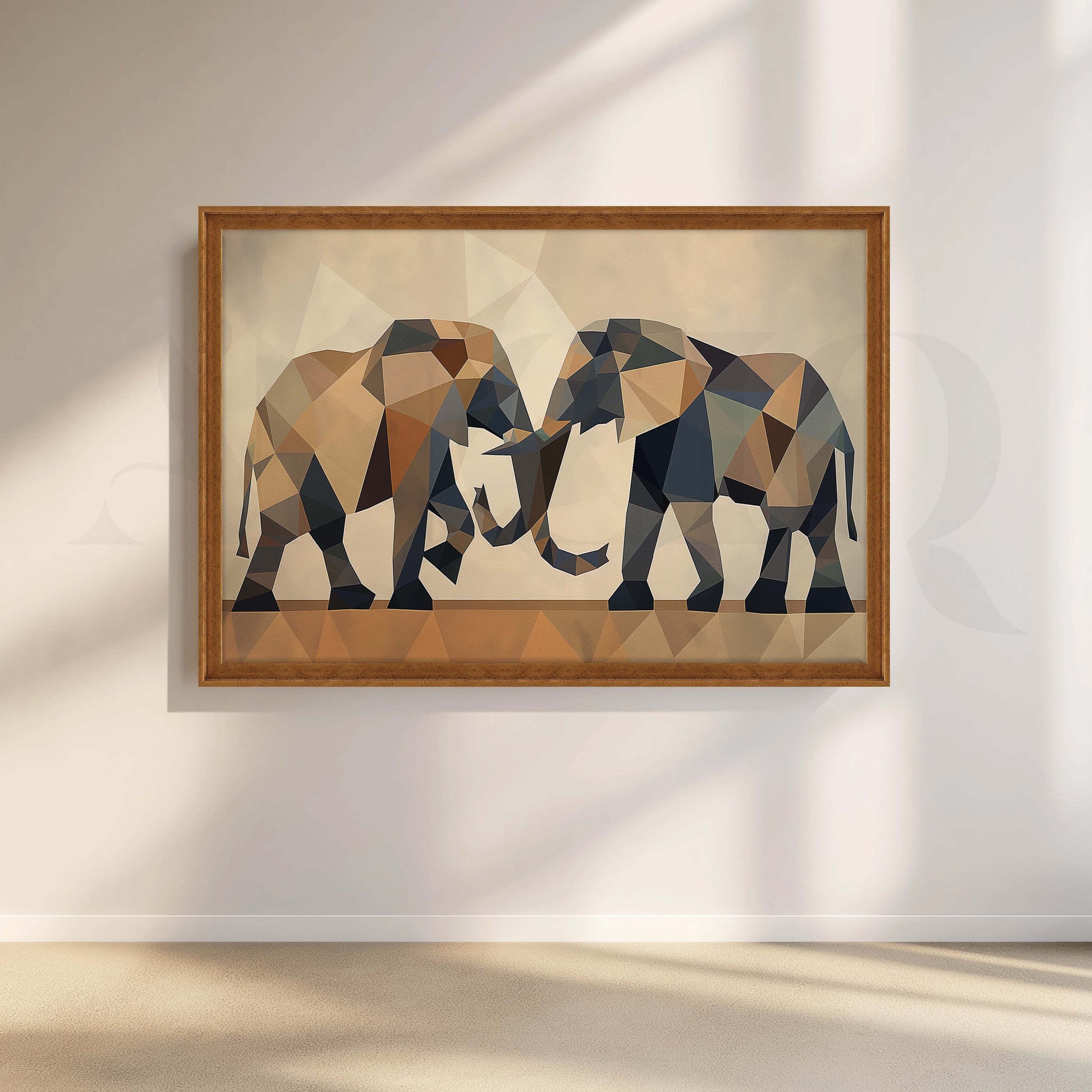 Geometric Elephant Canvas Artwork for Living Room