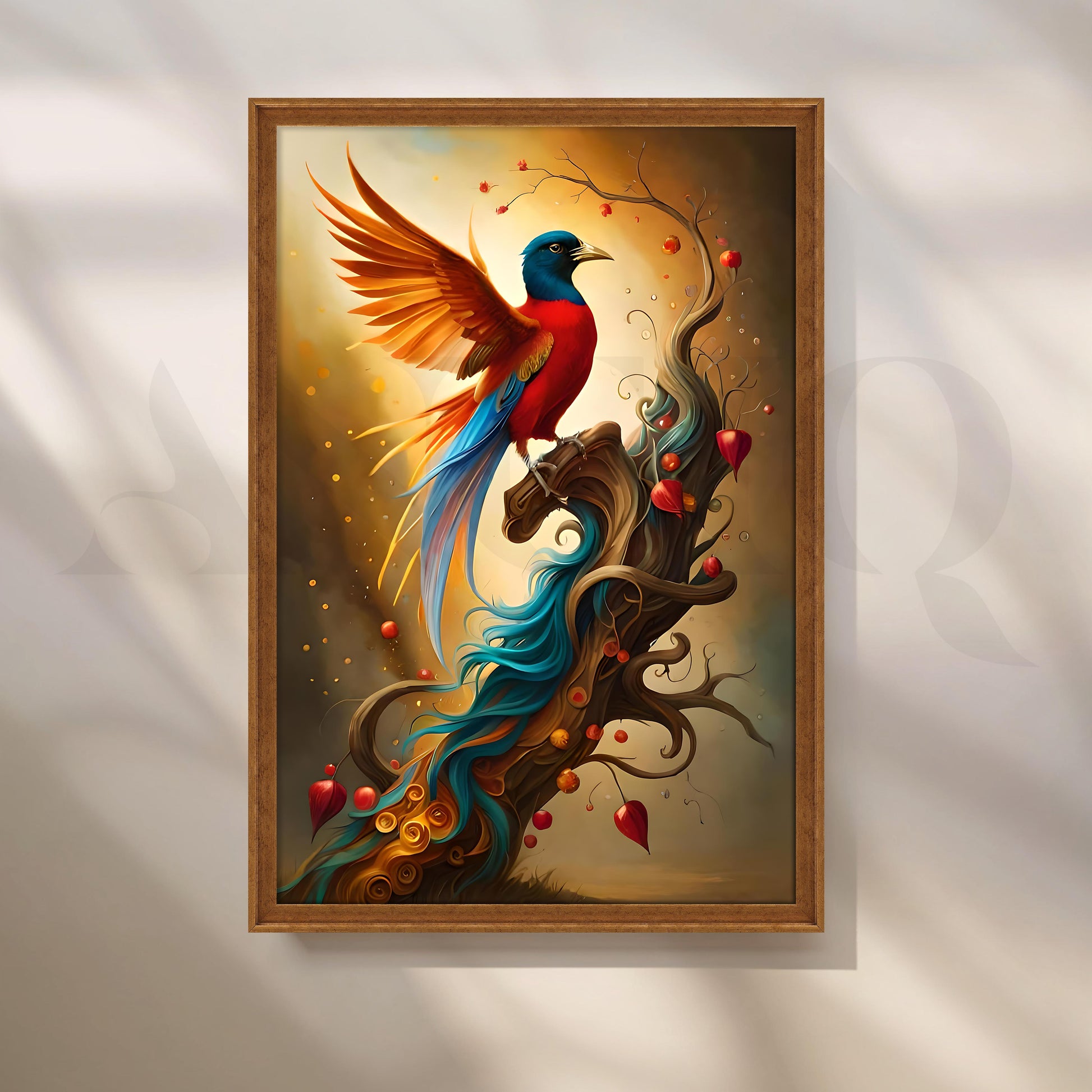 Colorful Fantasy Bird Pop Art Illustration for Entryway/Hallway