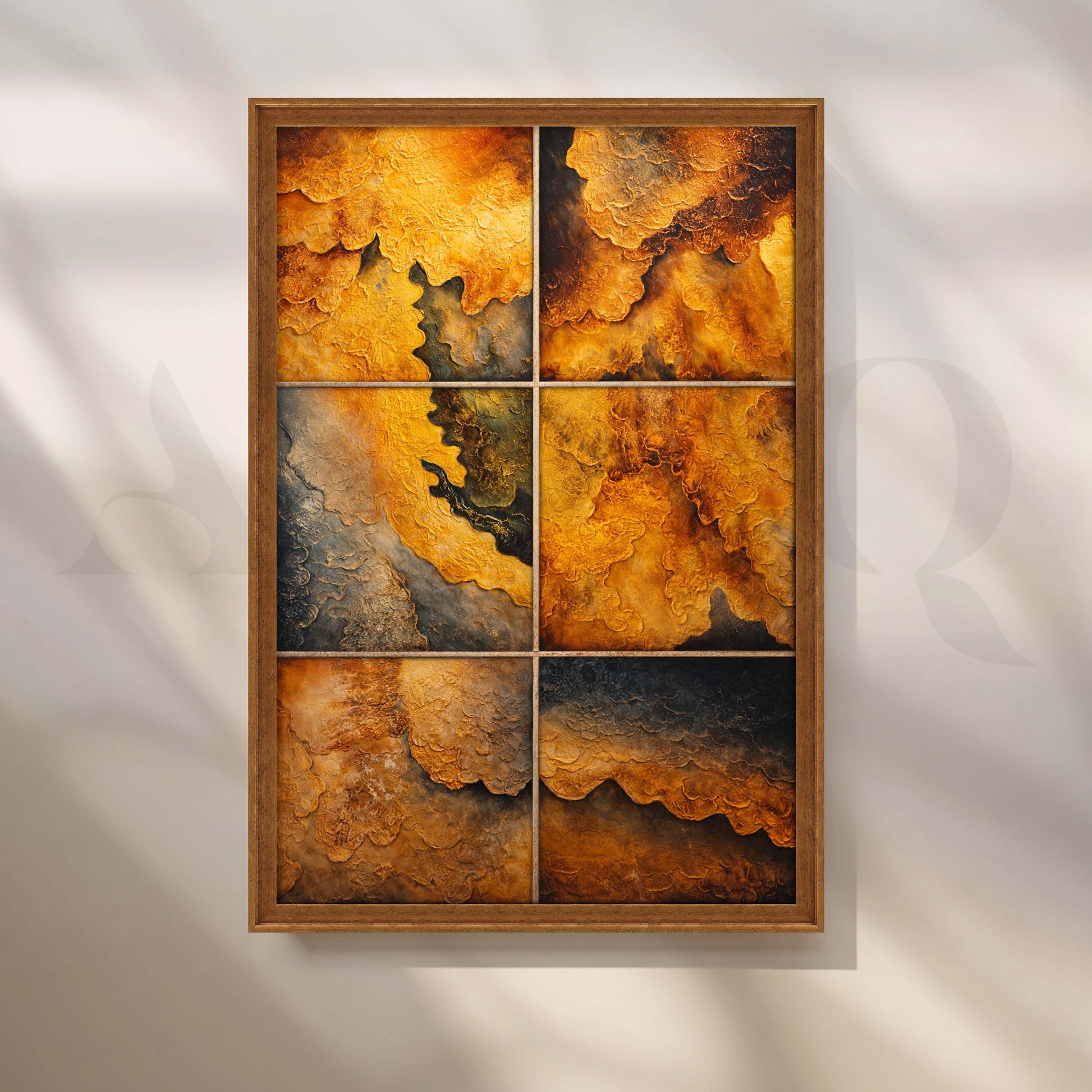 Golden Earth Abstract Texture Canvas Artwork for Living Room