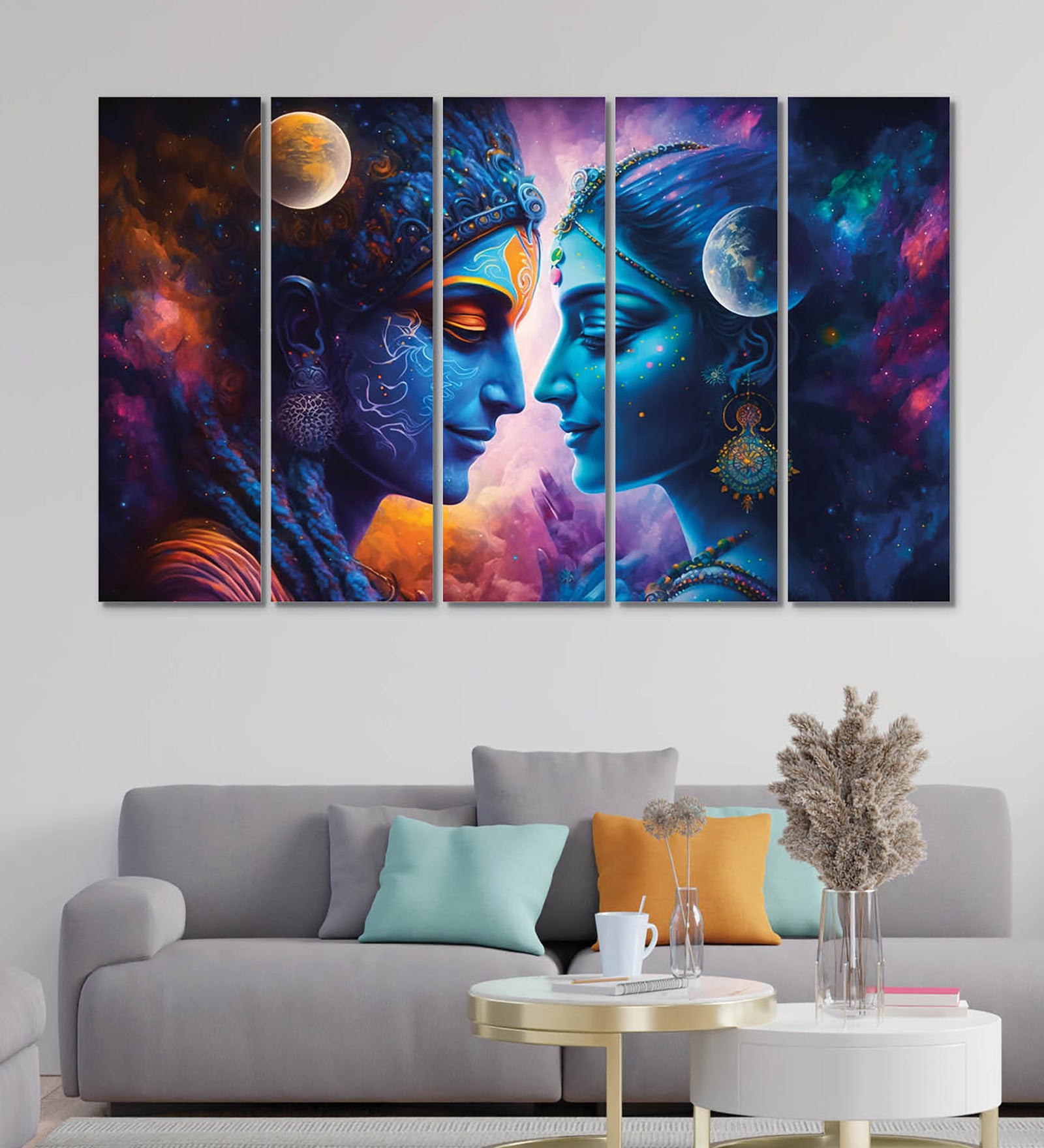Large Lordess Canvas Painting for Wall Decoration Picture Split Panels Art Decor Set of 5 Canvas Paintings in Living Room Bedroom Hotel Office, Size 16 x 9.6 inches, 5 Frames
