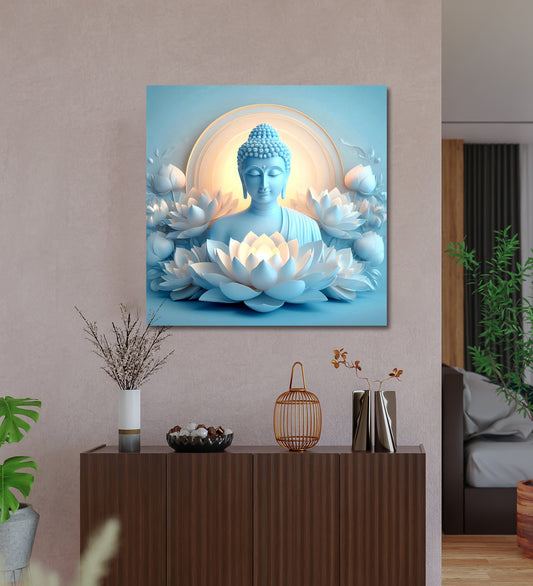 Finding Serenity: A Canvas Exploration of the Buddha in Repose on a Lotus Flower