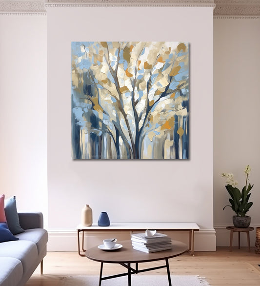Still Life Surprise: A Canvas Painting Featuring a Tabletop Tree