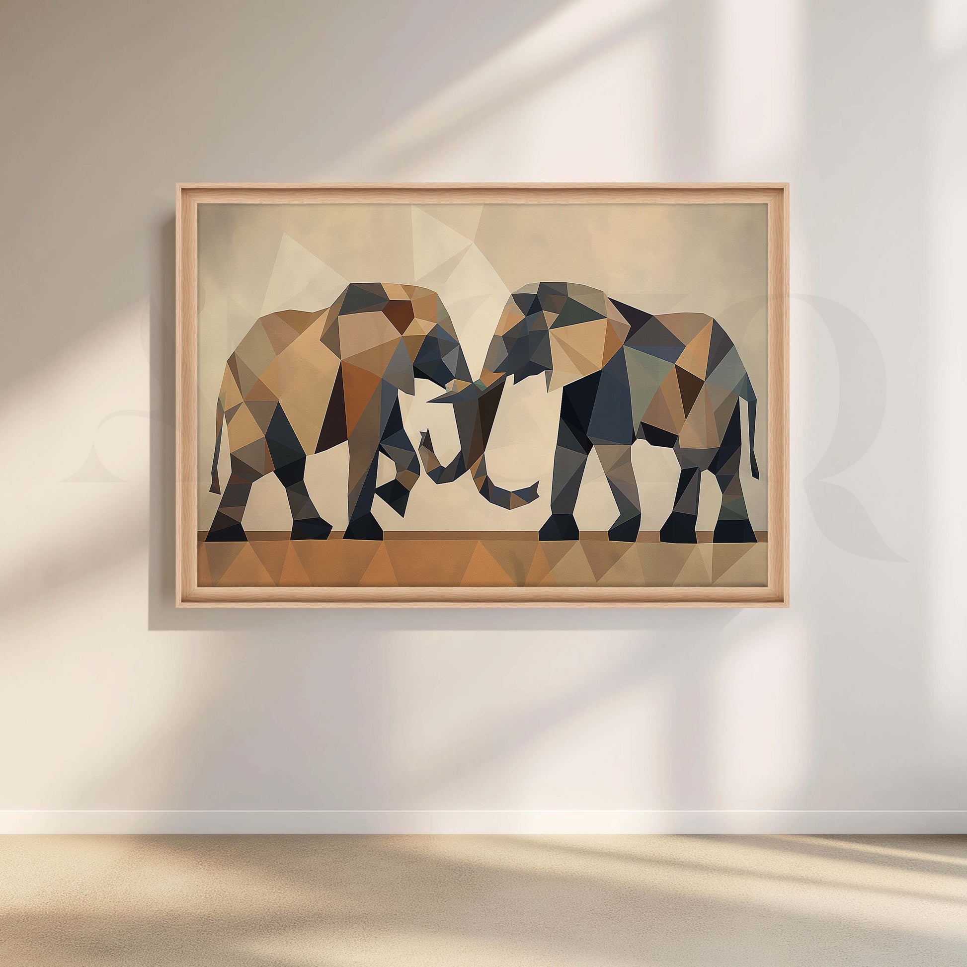 Geometric Elephant Canvas Artwork for Living Room
