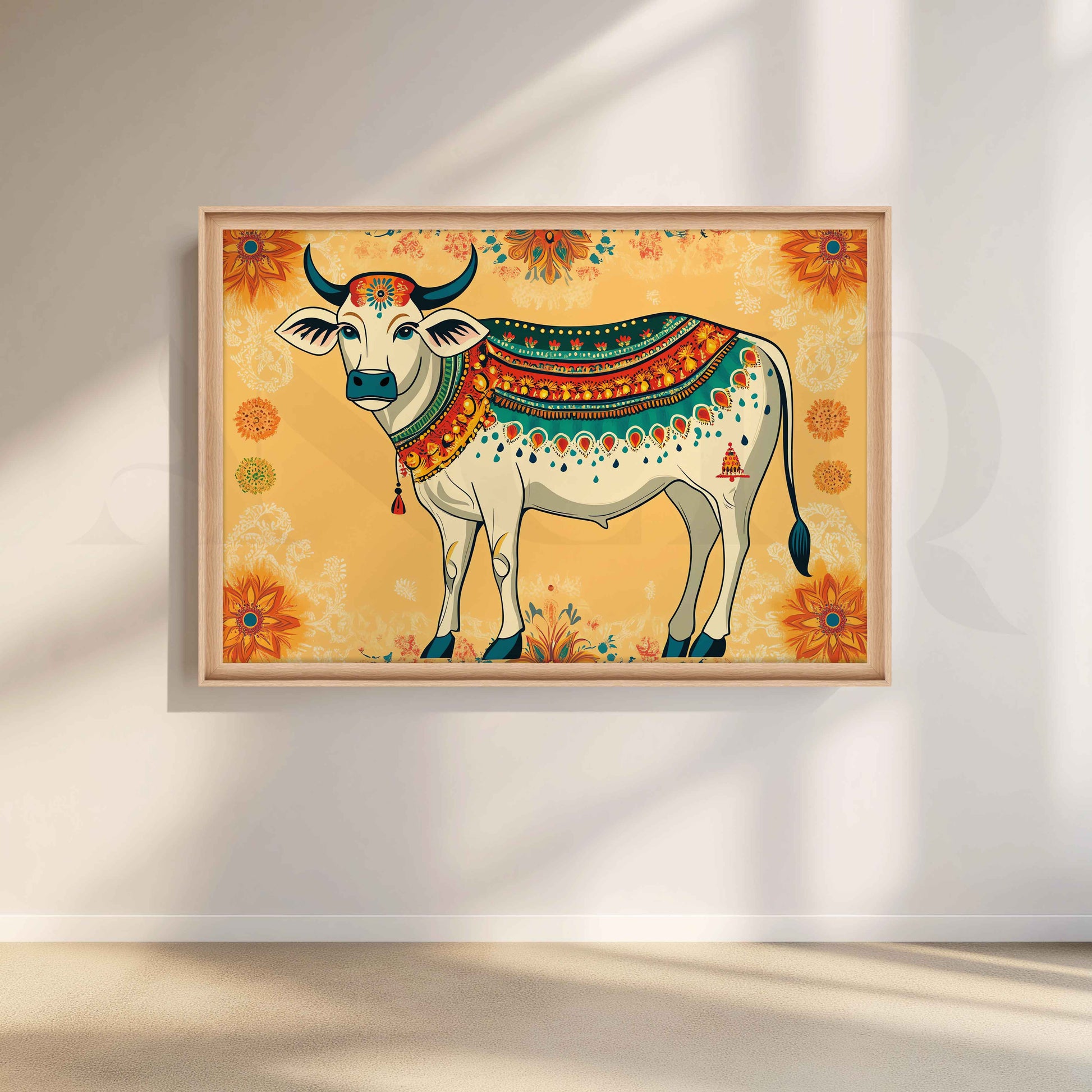 Decorative Sacred Cow Folk Canvas Artwork for Living Room
