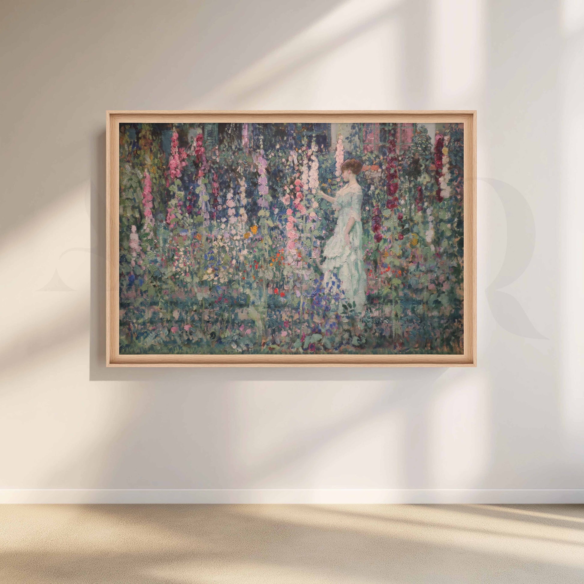 Impressionist Garden Woman Canvas Artwork for Stylish Bedroom