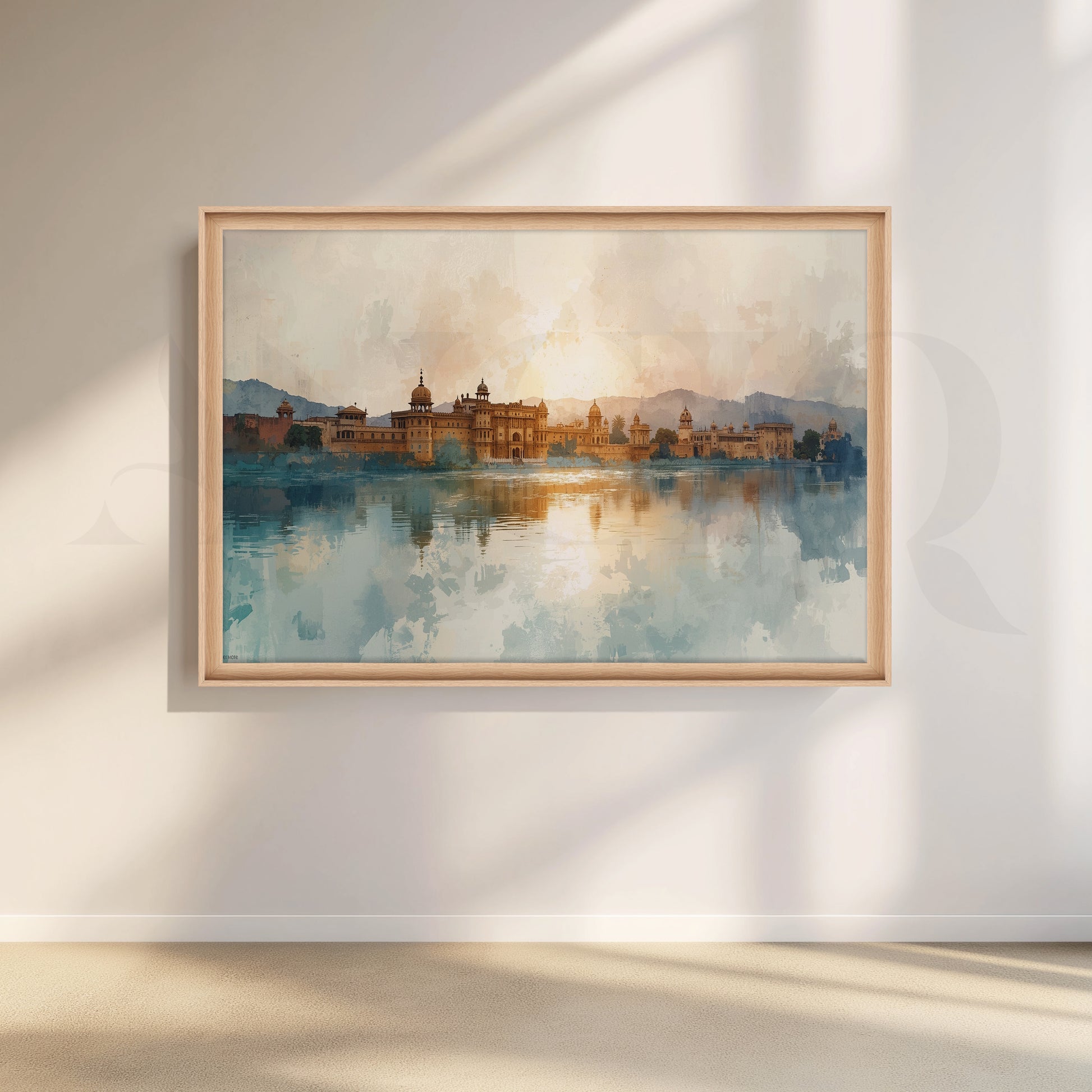 Udaipur Palace Watercolor Canvas Artwork for Stylish Bedroom