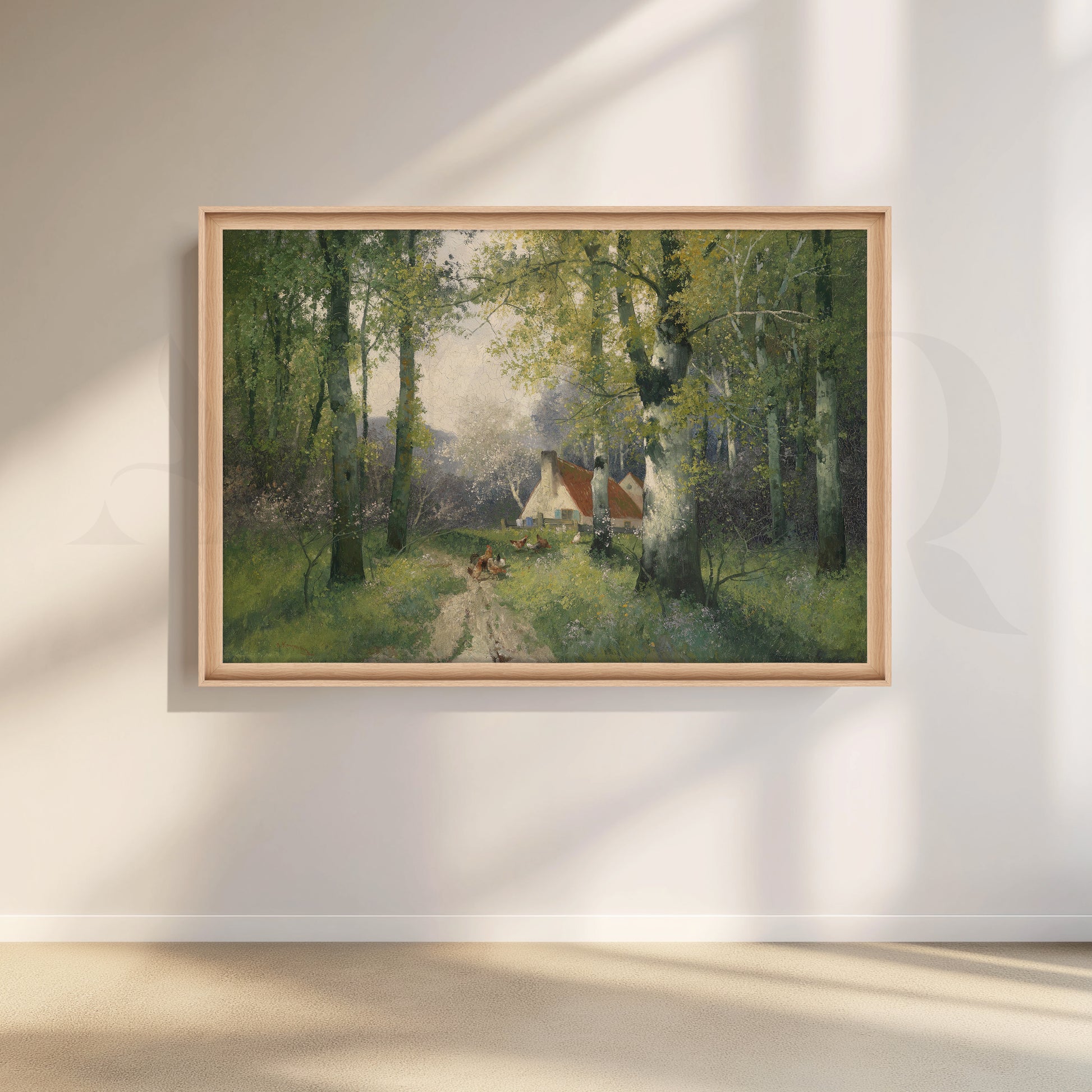 Forest Path to Cottage Canvas Artwork for Stylish Bedroom