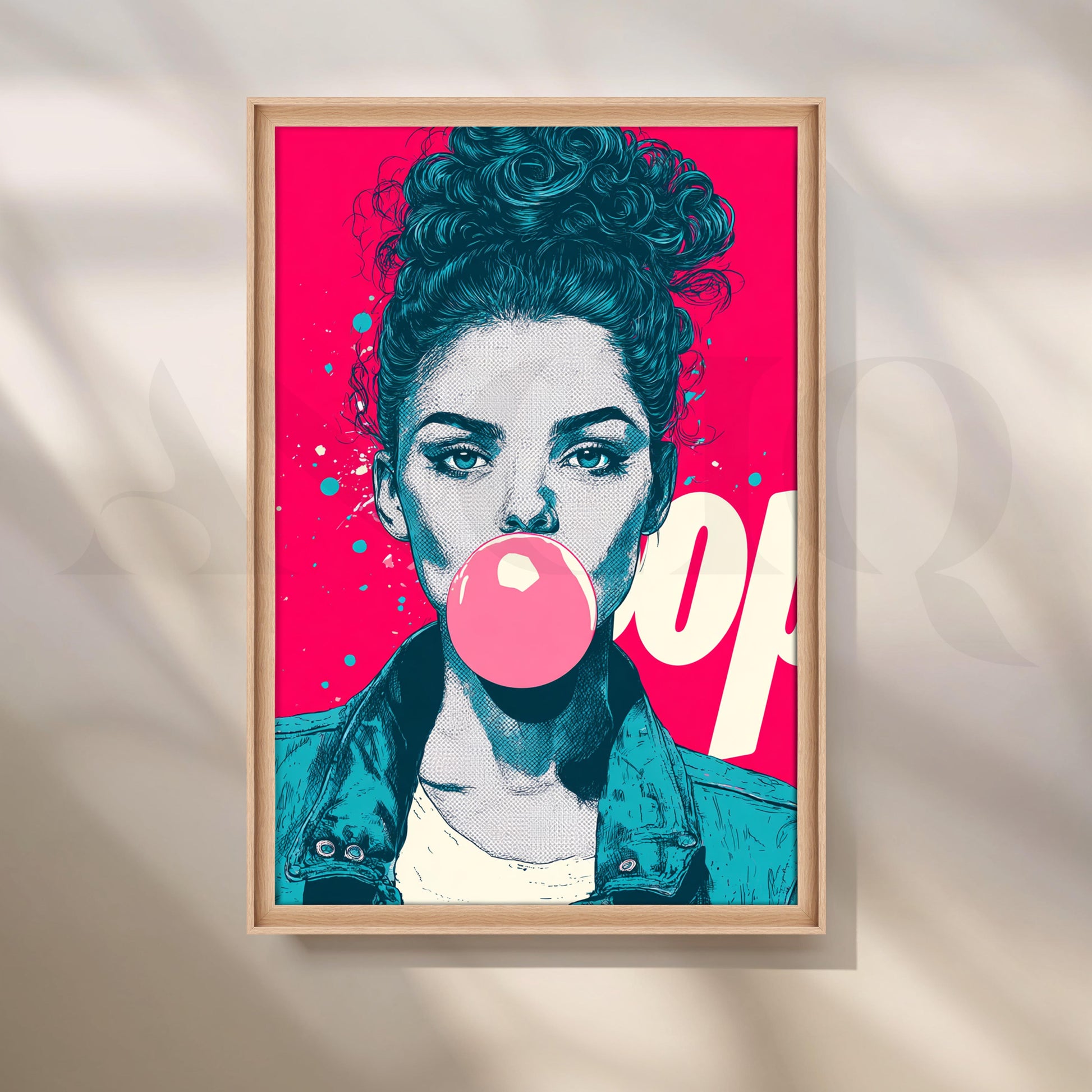 Trendy Bubble Gum Girl Pop Art for Entryway/Hallway