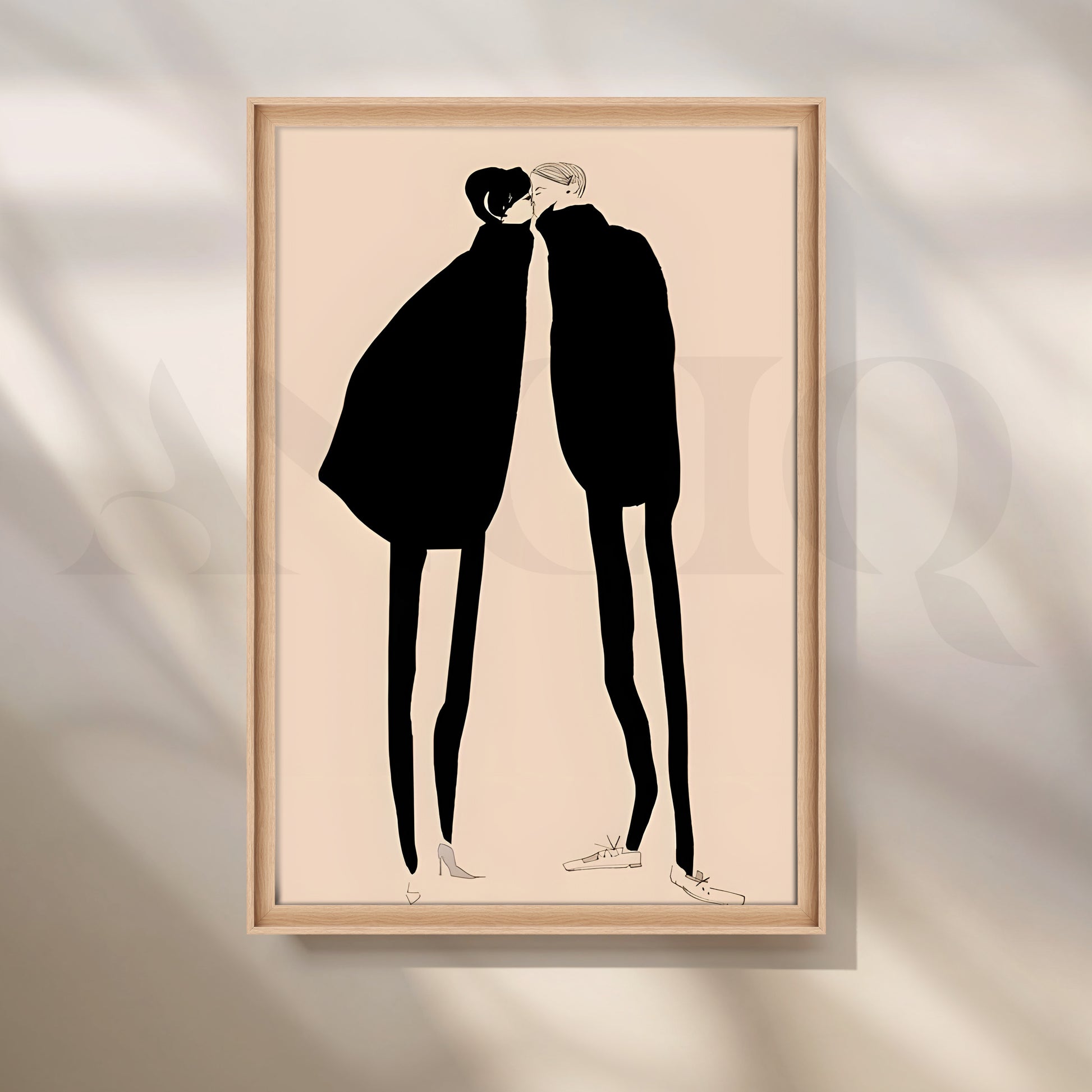Romantic Silhouette Couple Canvas Artwork for Stylish Bedroom