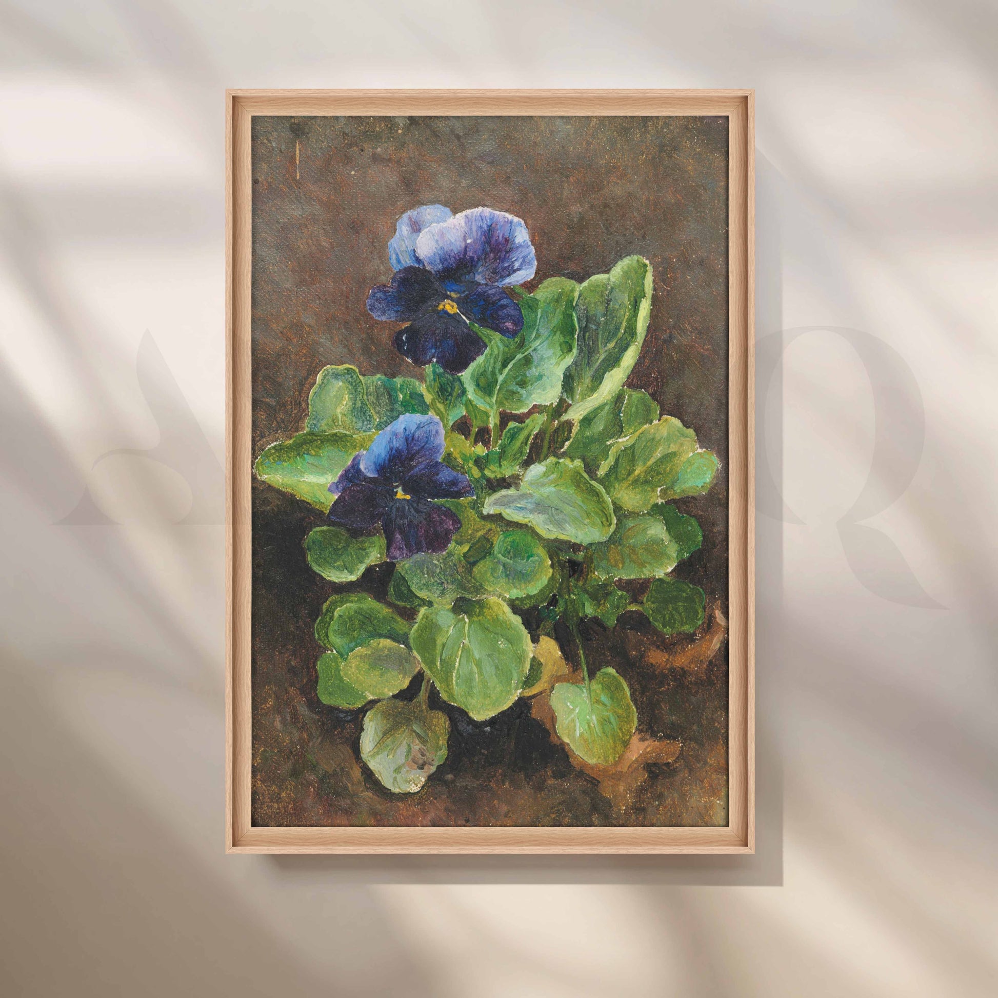 Vintage Pansy Floral Canvas Artwork for Stylish Bedroom