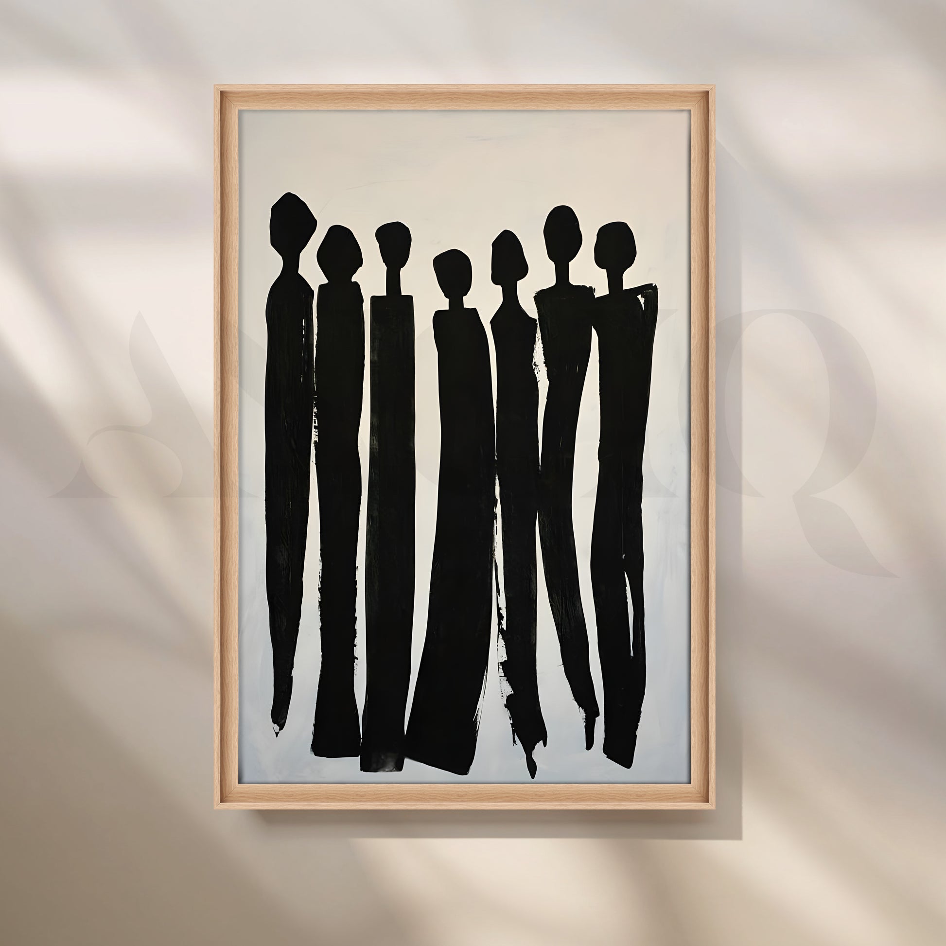 Black Silhouette Figures Canvas Artwork for Living Room