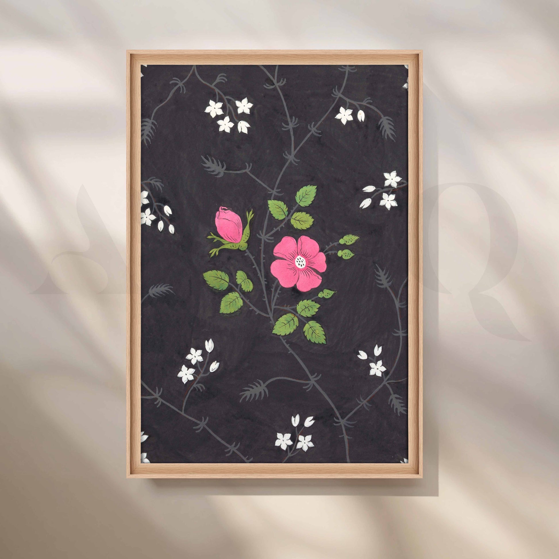 Minimal Floral Pattern Canvas Artwork for Living Room