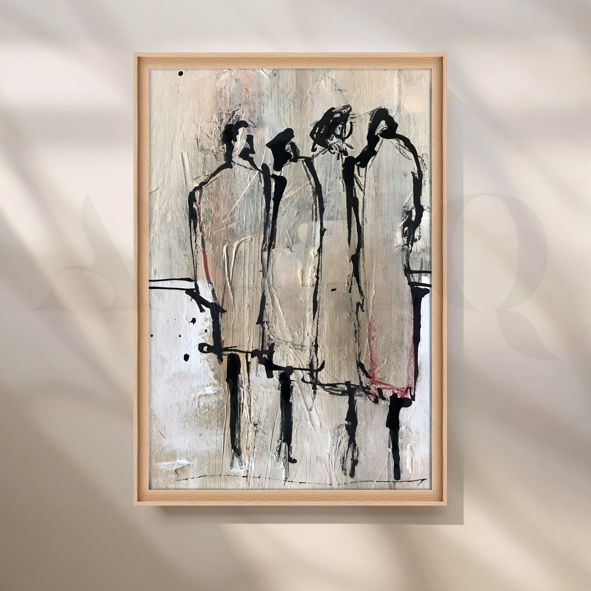 Contemporary Textured Figurative Canvas Artwork for Living Room