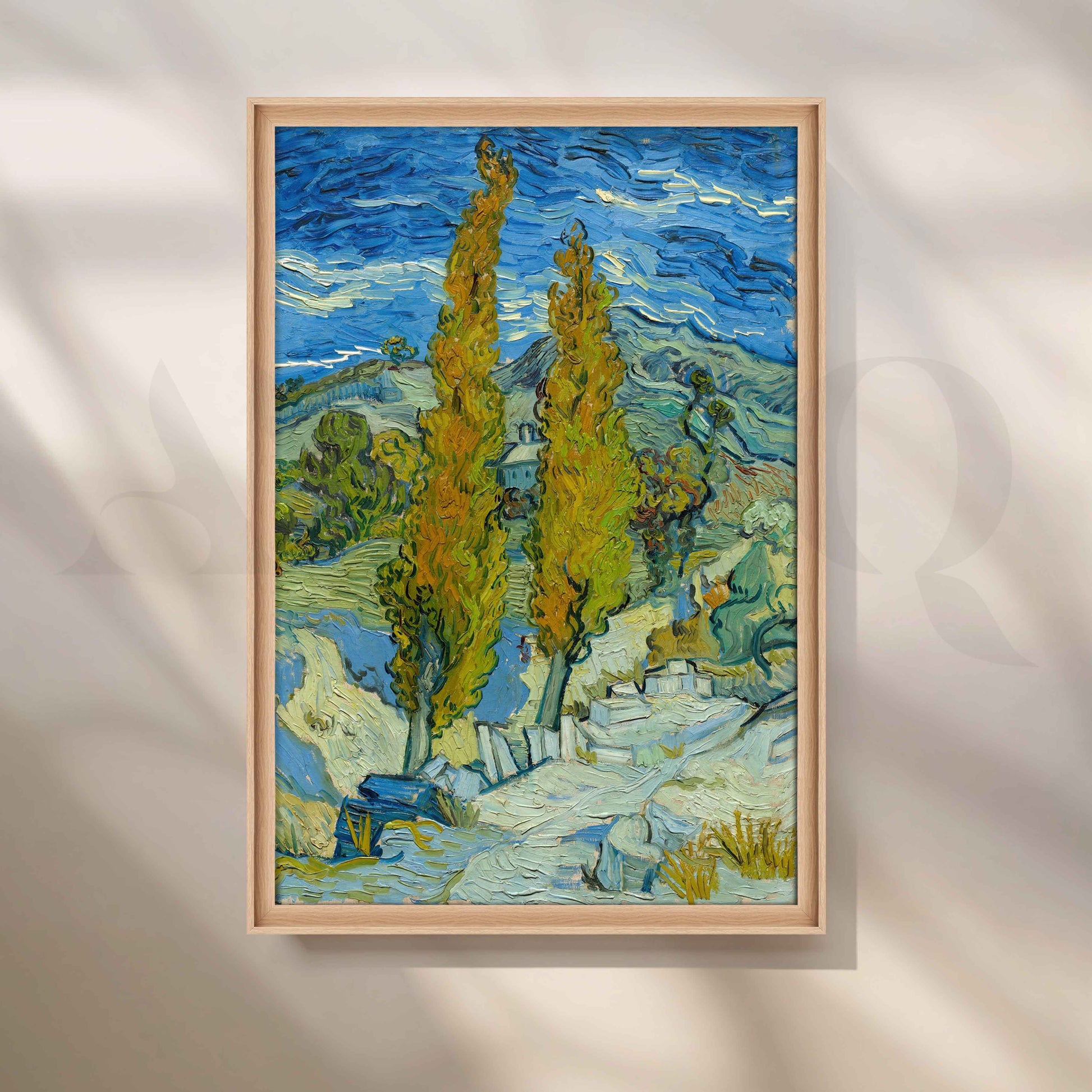 Impressionist Cypress Trees Landscape Canvas Artwork for Living Room