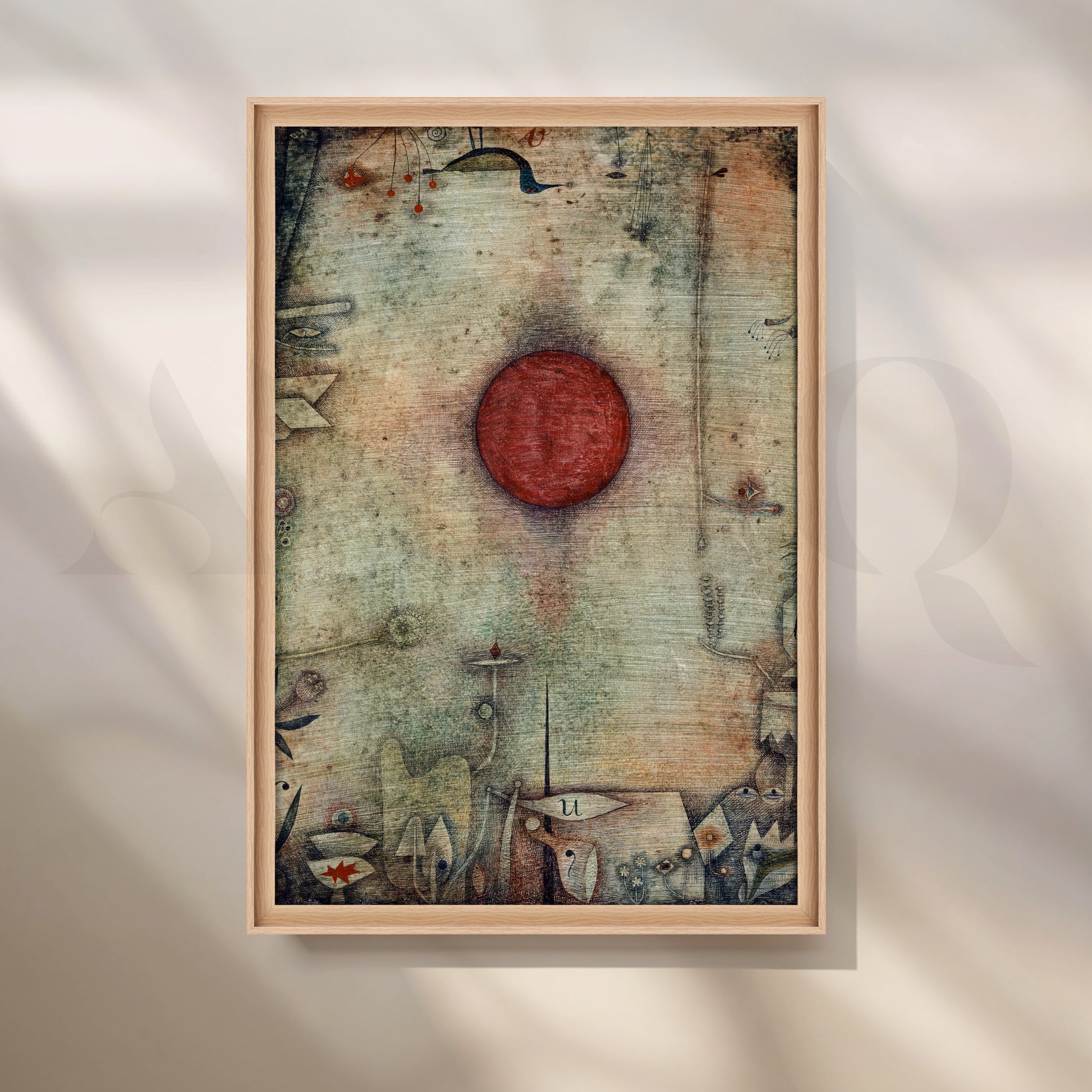 Surreal Red Sun Abstract Canvas Artwork for Living Room