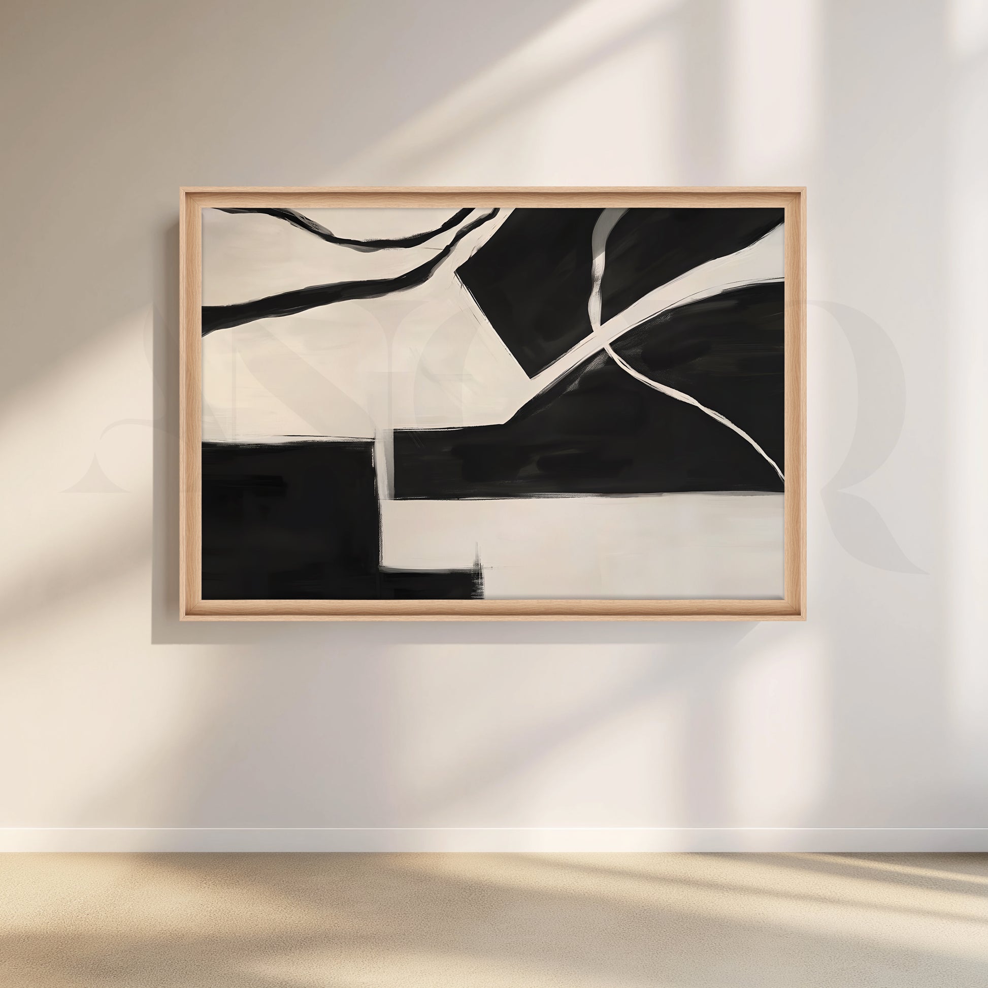 Black and White Abstract Canvas Artwork for Living Room