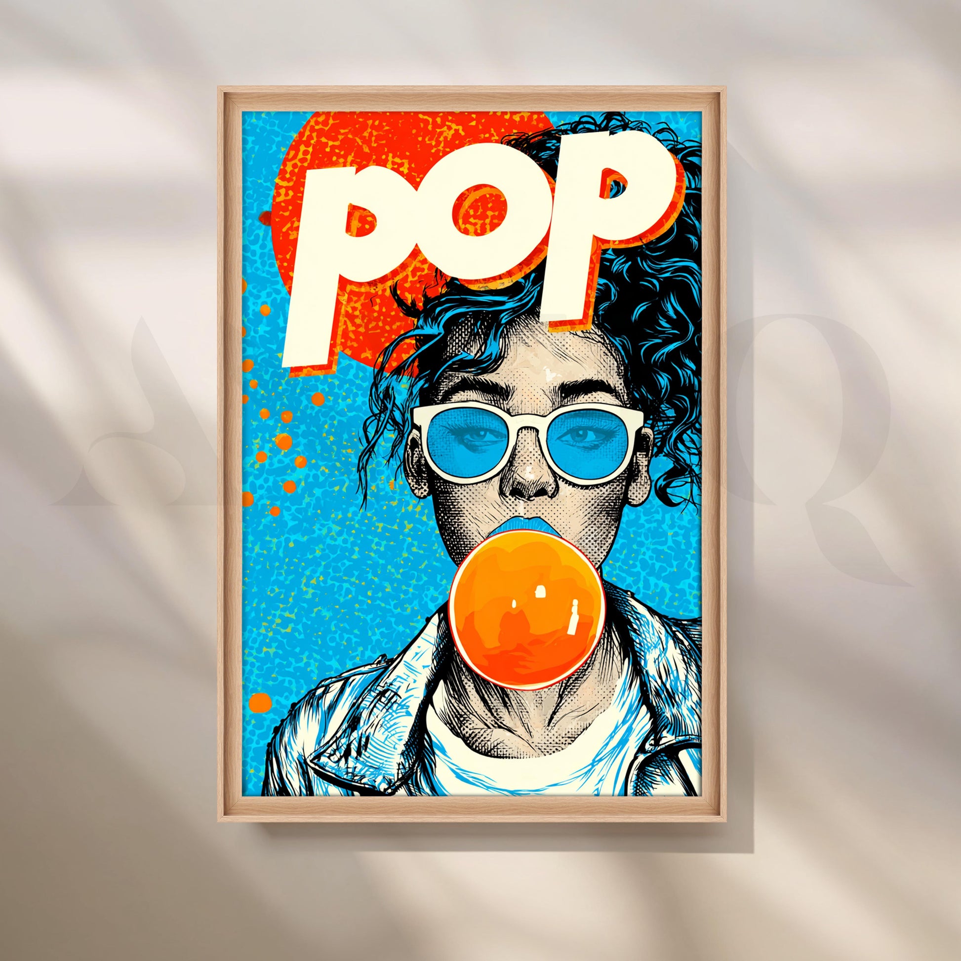 Pop Art Girl Blowing Bubble Gum for Entryway/Hallway